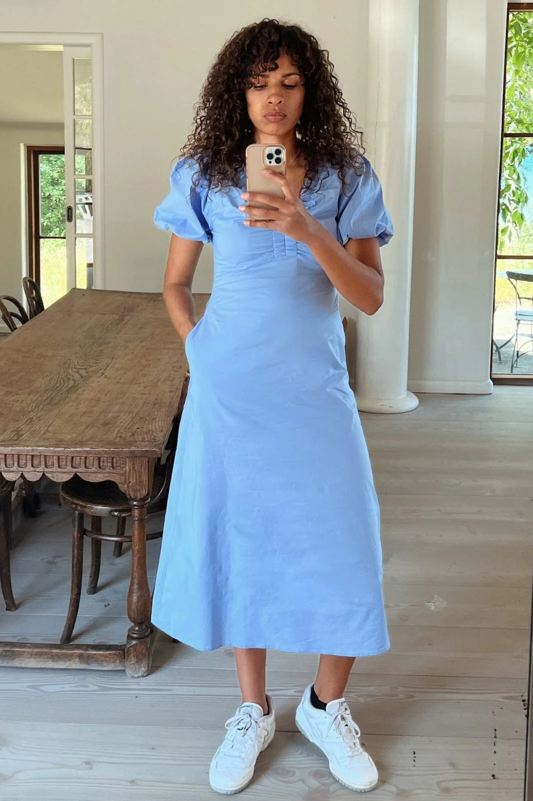 Neo Noir - Illana Poplin Dress - Sky Blue - Image 3