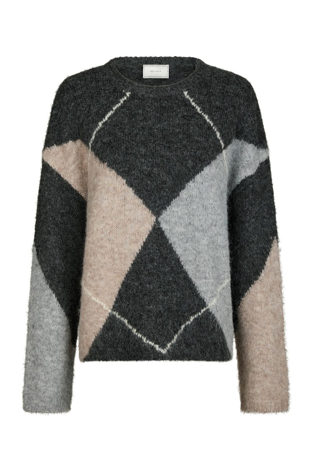 Neo Noir - Inga Check Fluff Knit Blouse 165205 - 132 - Antracit - Image 2