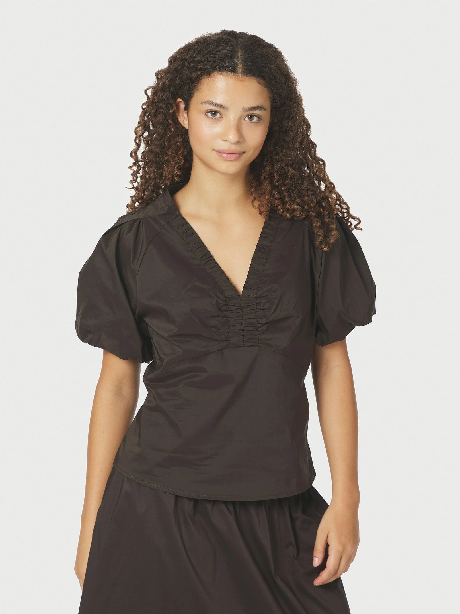 Neo Noir - Irina Poplin Blouse 162219 - 584 - Chocolate Brown - Image 2