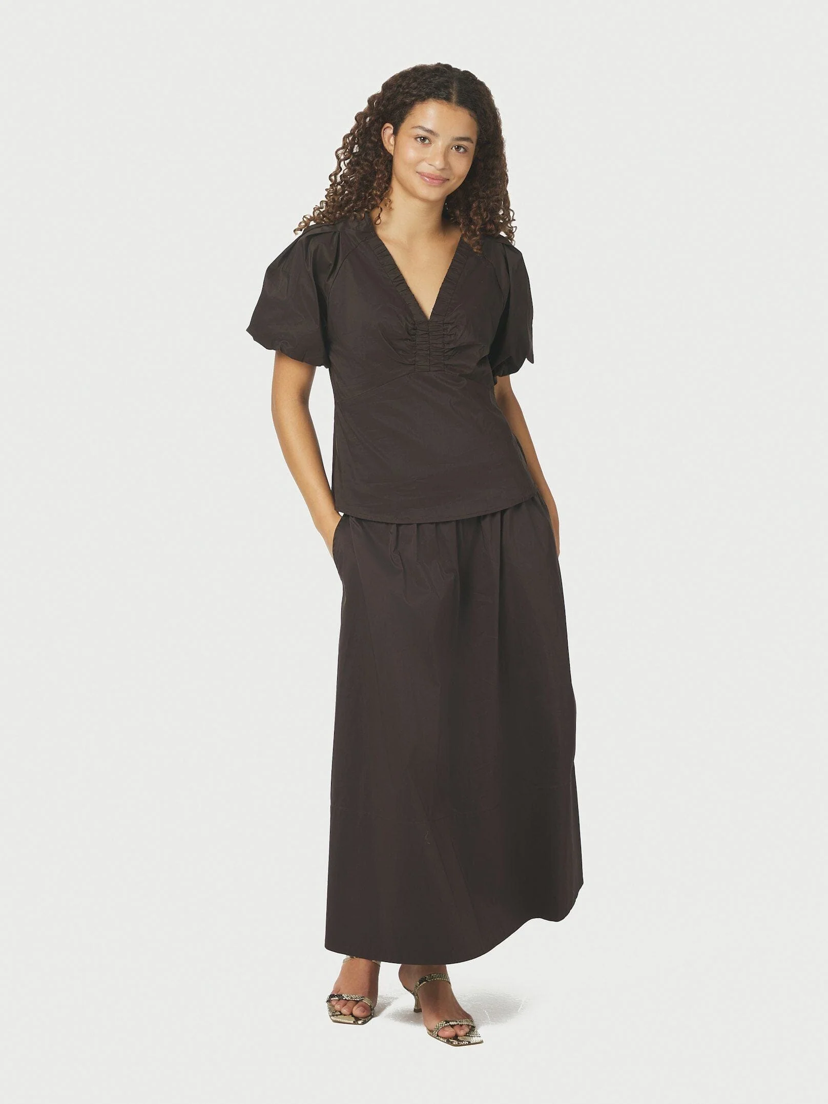 Neo Noir - Irina Poplin Blouse 162219 - 584 - Chocolate Brown - Image 3