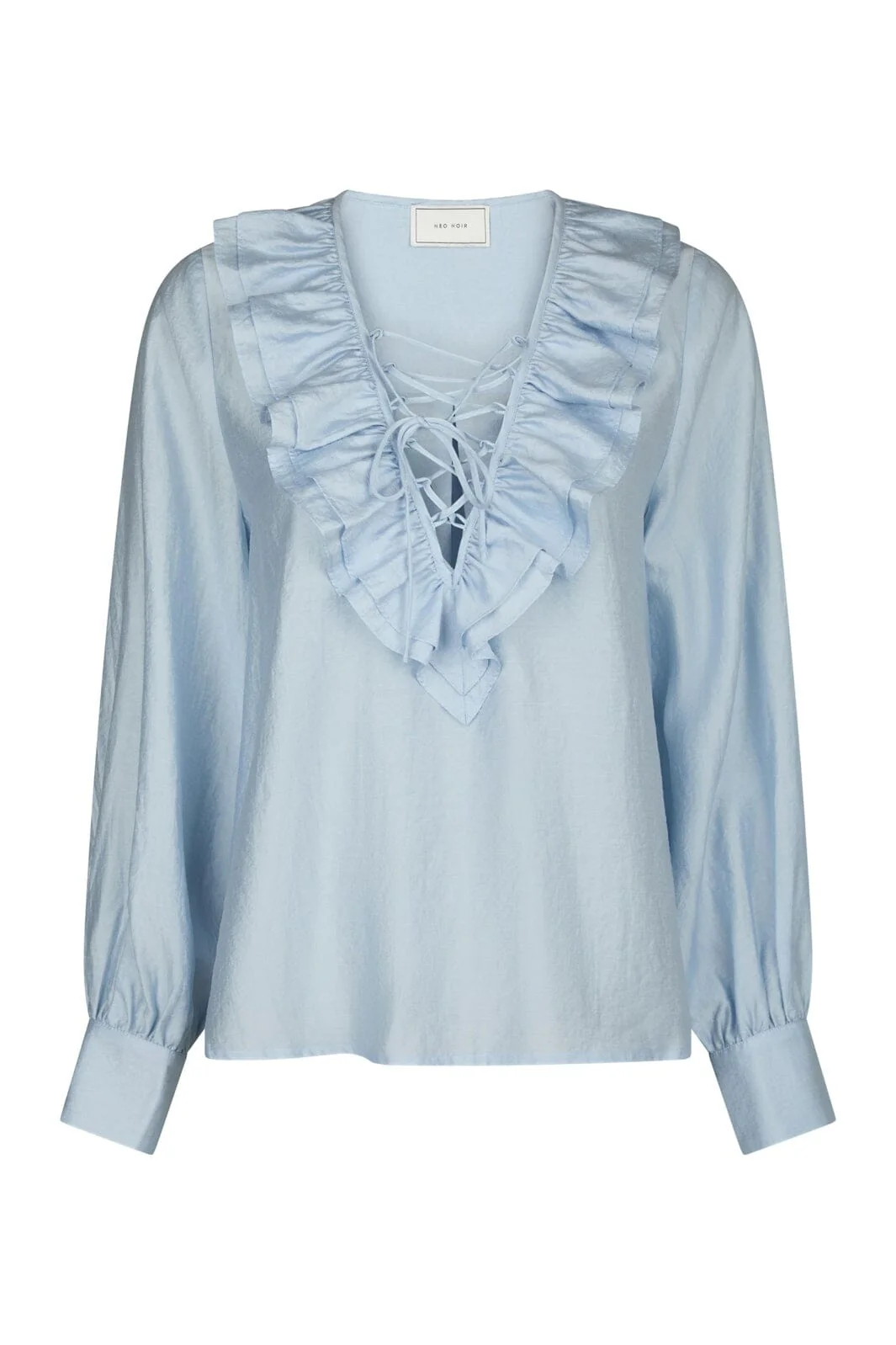 Neo Noir - Katarina Crepe Ruffle Blouse 166497 - 145 - Light Blue - Image 2