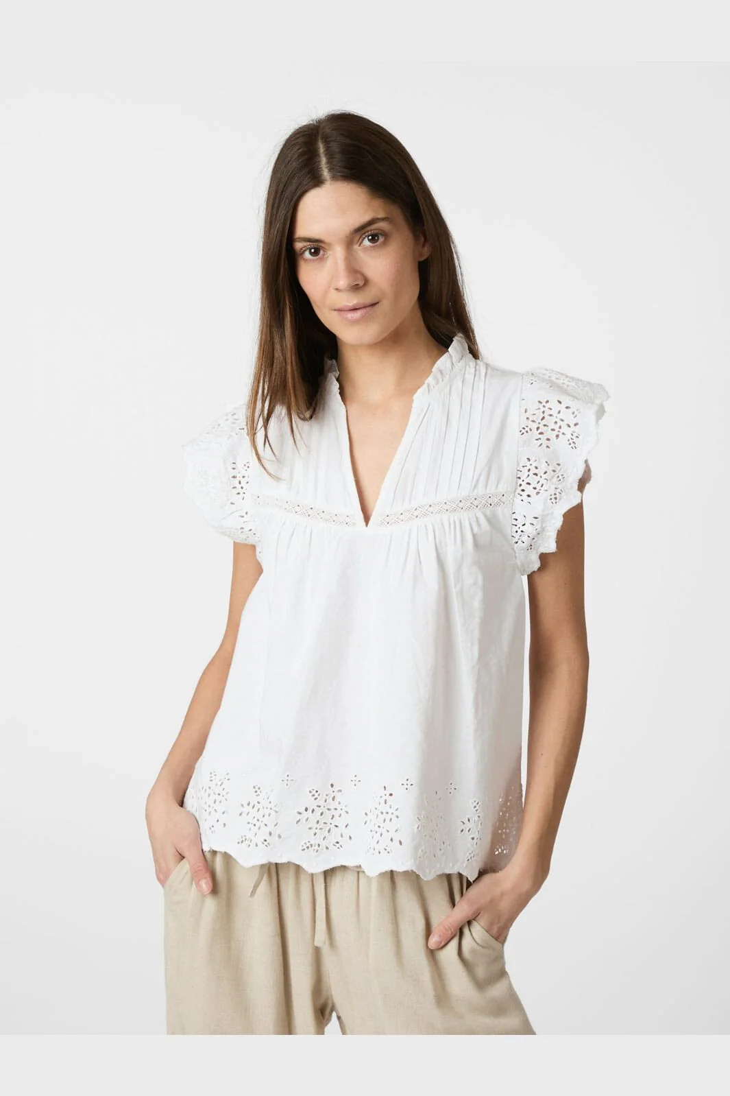 Neo Noir - Kyoti Embroidery Top 165109 - 120 - White - Image 3