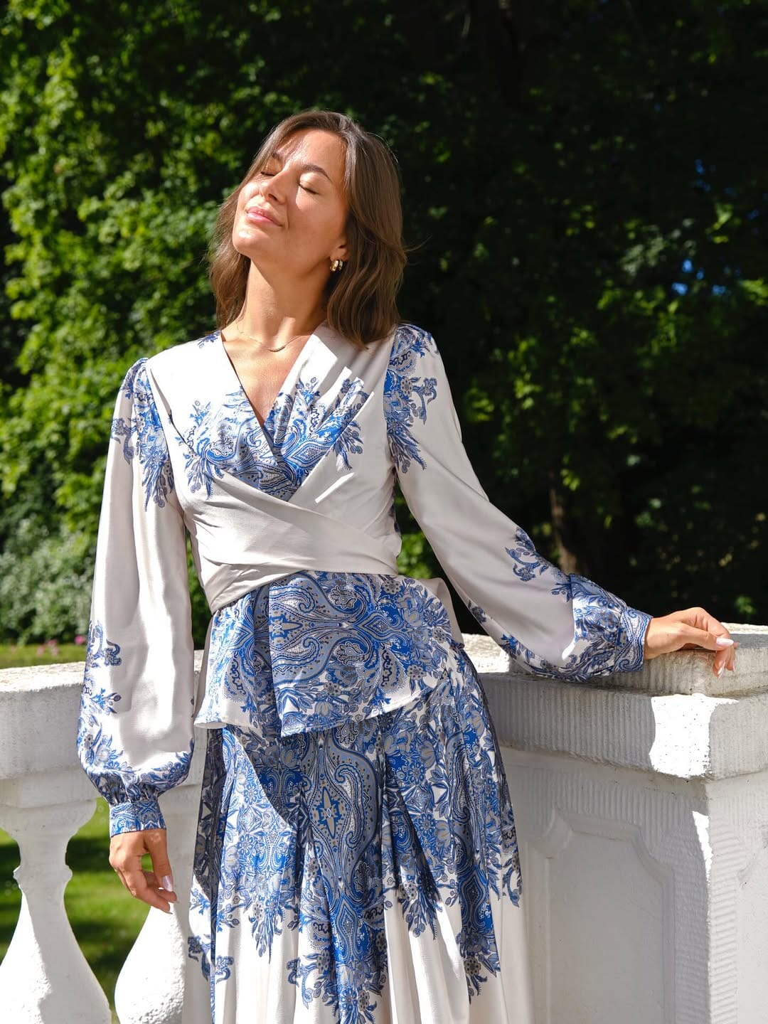 Neo Noir - Lenni Paisley Border Skirt 166205 - 348 - Ash Blue - Image 8