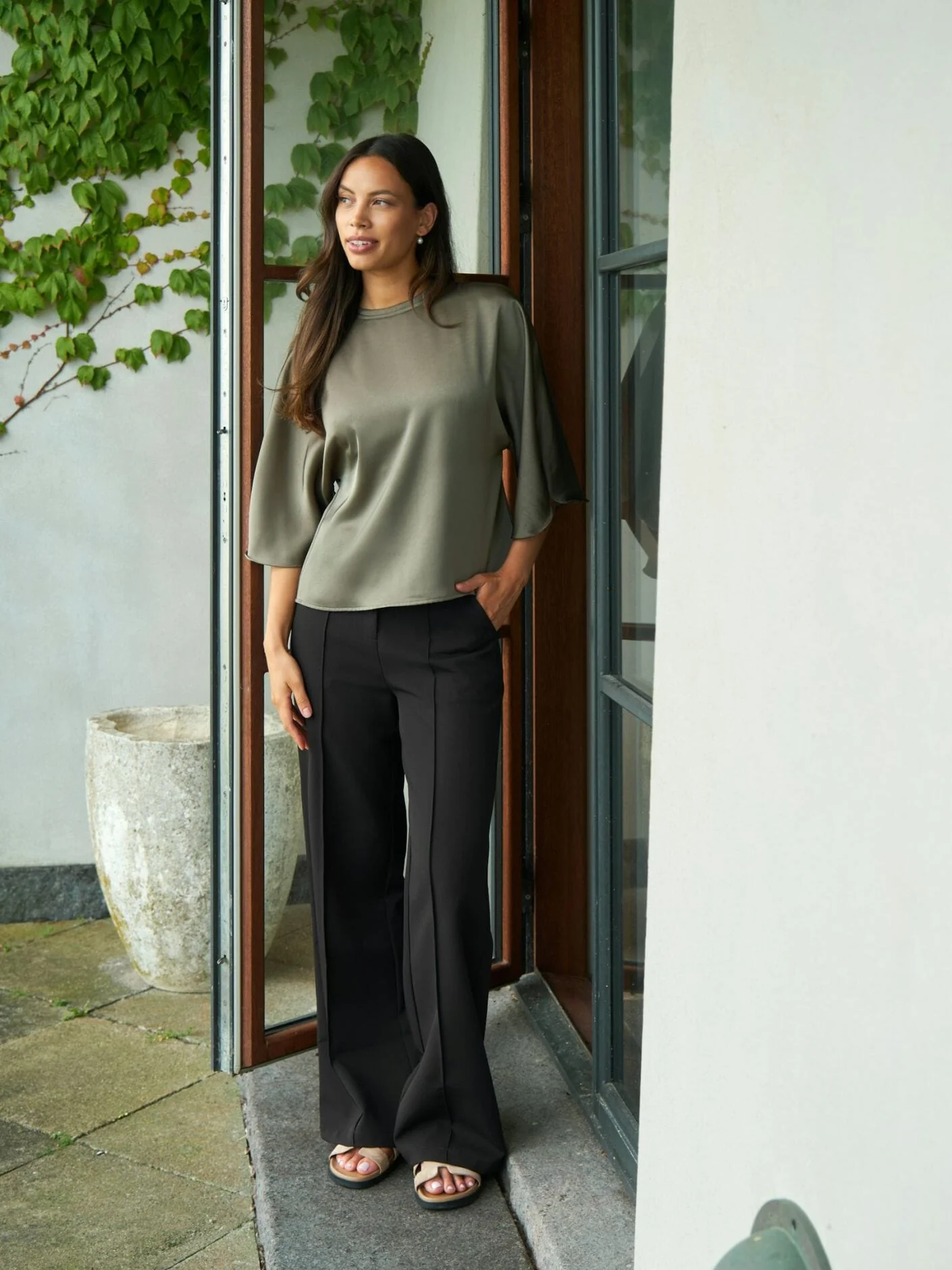 Neo Noir - Liora Heavy Sateen Blouse 165567 - 255 - Cold Army - Image 3