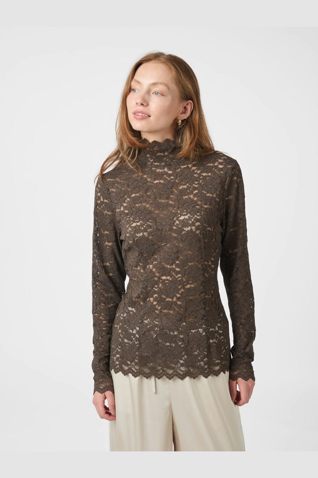 Neo Noir - Liza Laceflower Blouse 161473 - 584 - Chocolate Brown - Image 3
