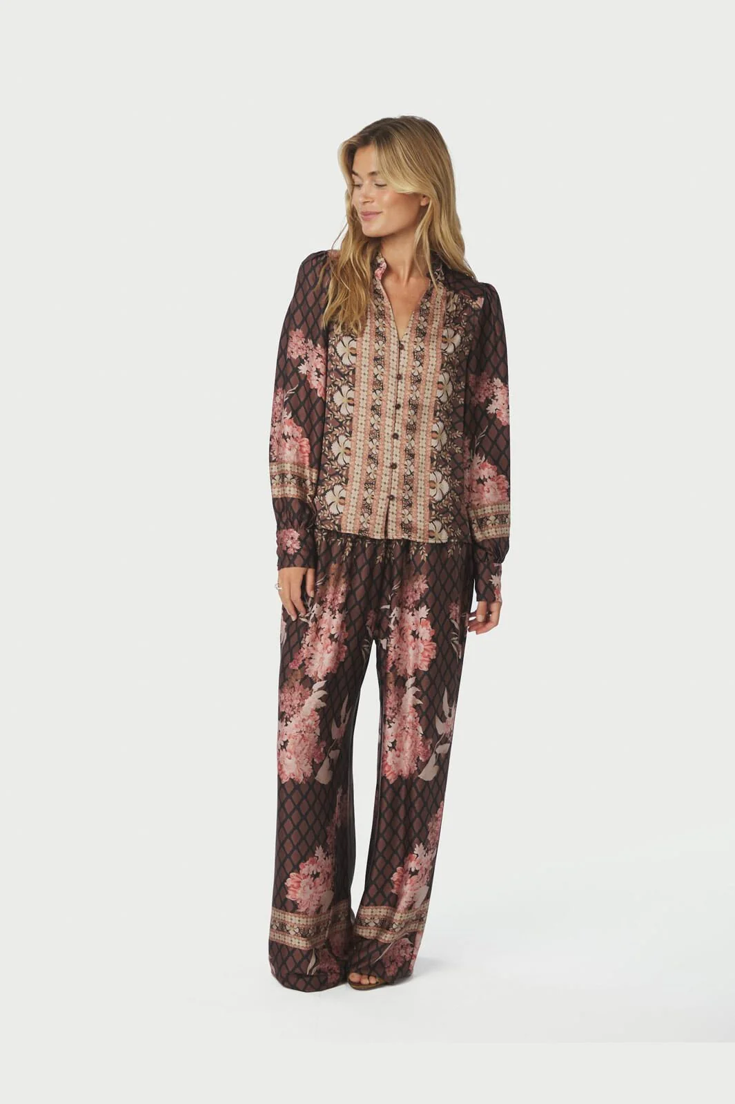 Neo Noir - Massima Botanical Border Blouse 167029 - 100 - Black - Image 6