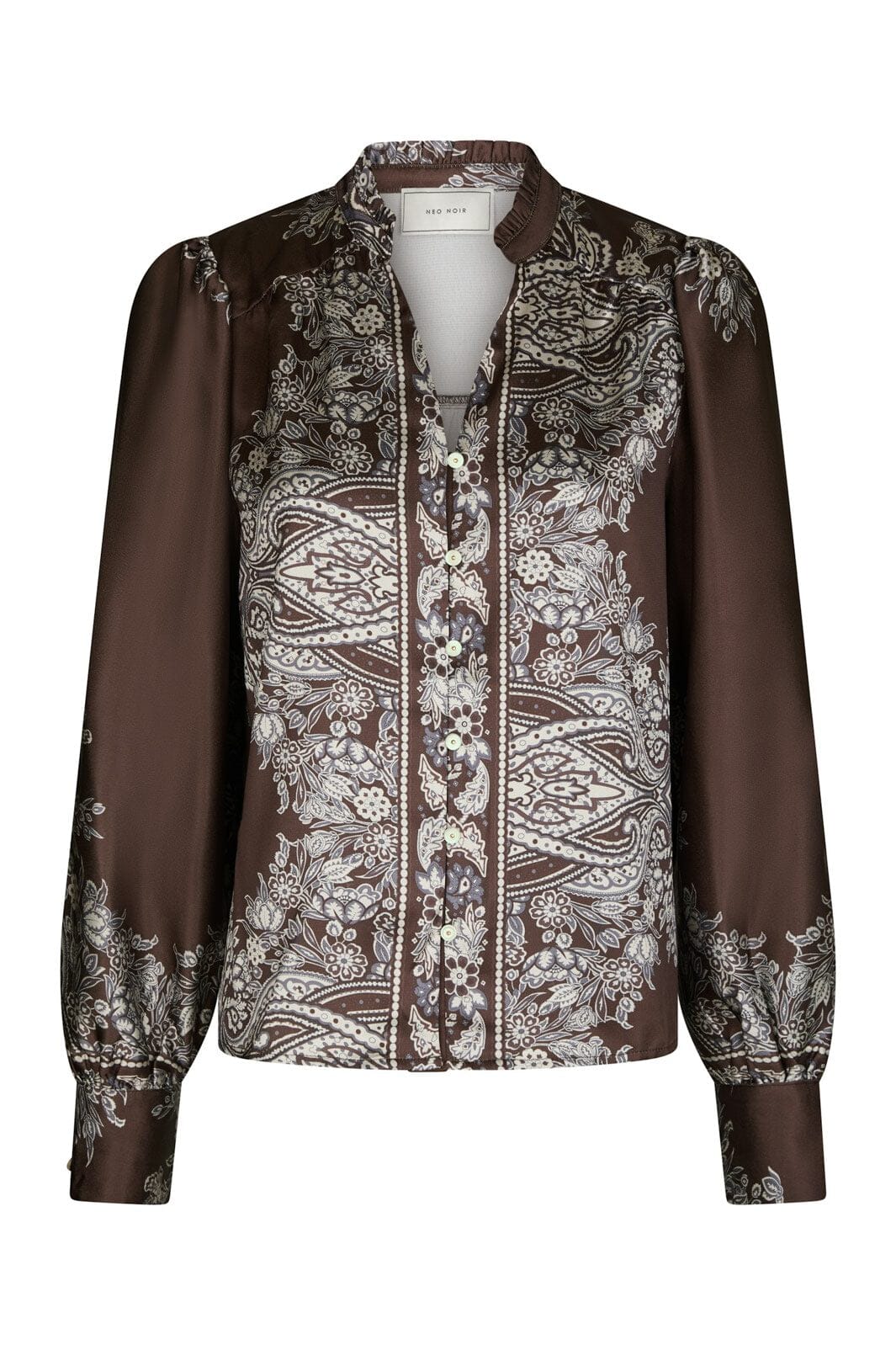 Neo Noir - Massima Paisley Border Blouse 160960 - 676 - Dark Brown - Image 2