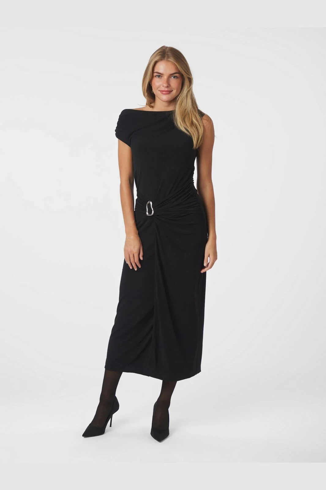 Neo Noir - Minja Drapy Dress 165728 - 100 - Black - Image 4