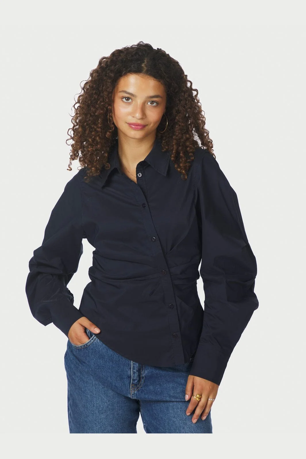Neo Noir - Neoella Solid Shirt 167252 - 141 - Navy - Image 3