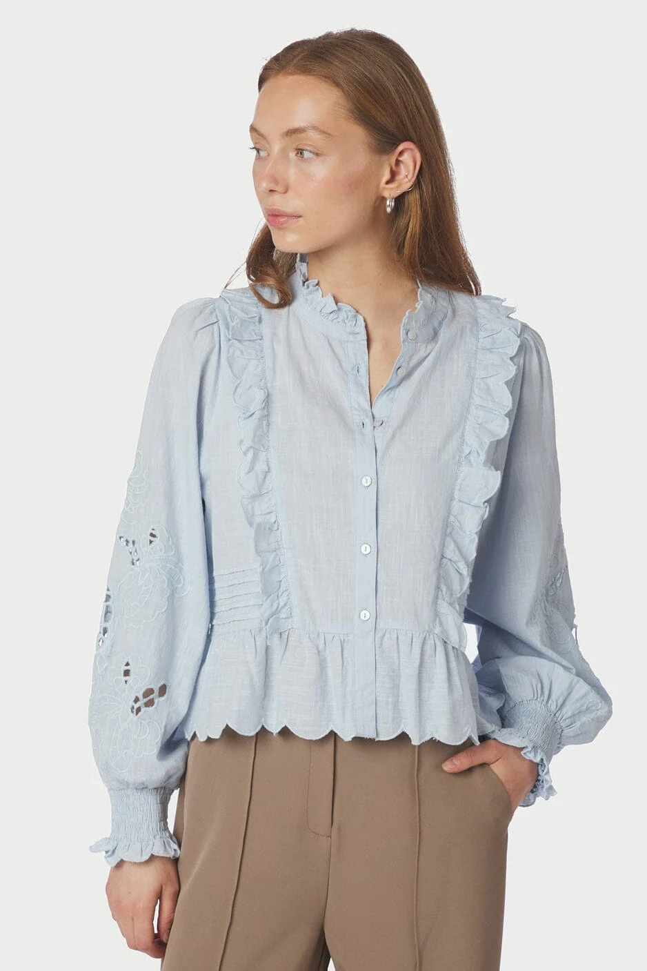 Neo Noir - Petrine Embroidery Blouse 161136 - 145 - Light Blue - Image 6