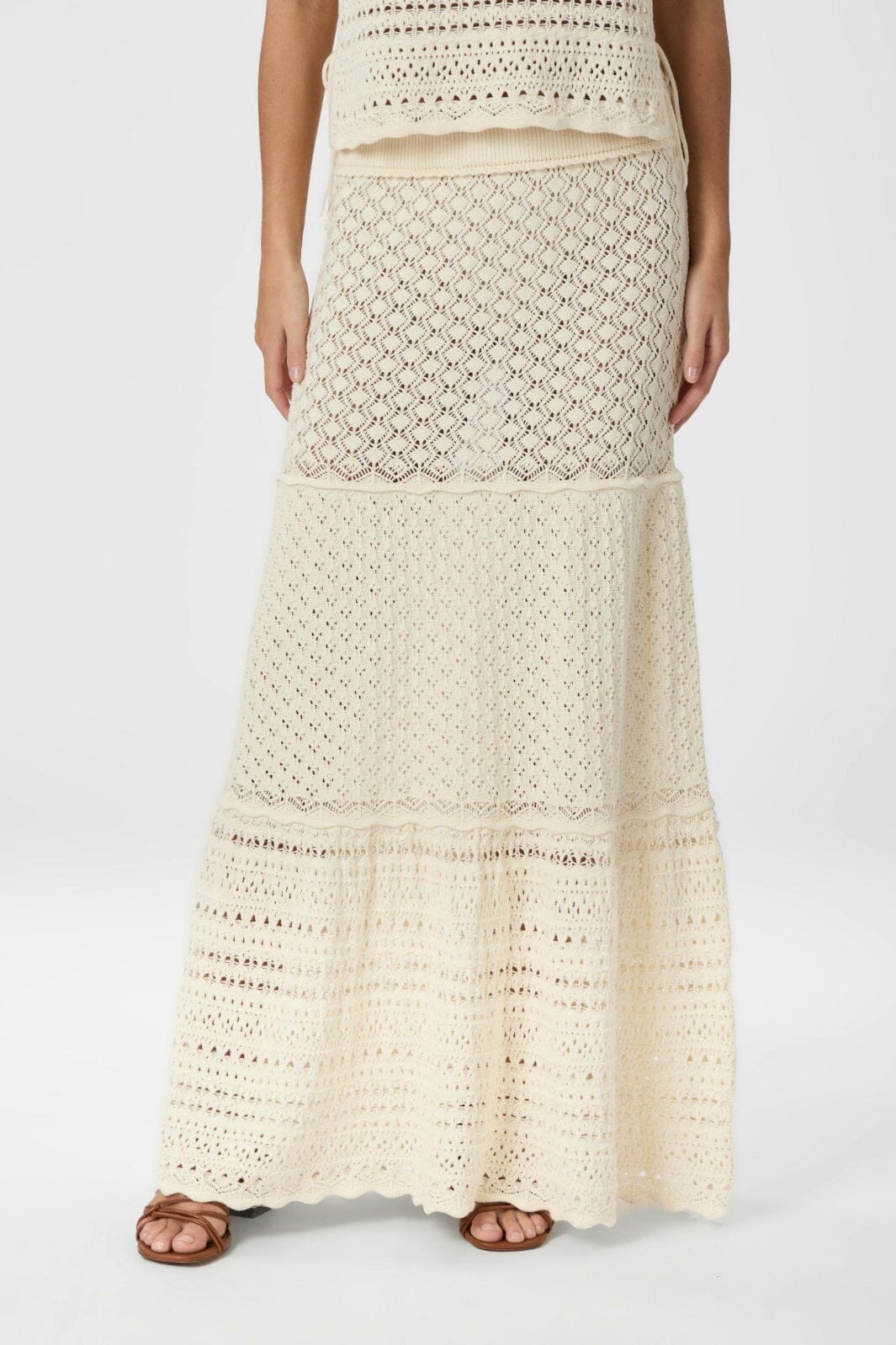 Neo Noir - Pillina Crochet Knit Skirt 165220 - 122 - Creme - Image 2
