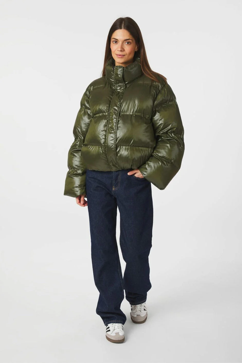 Neo Noir - Rhea Shiny Puffer Jacket 165094 - 605 - Olive - Image 8