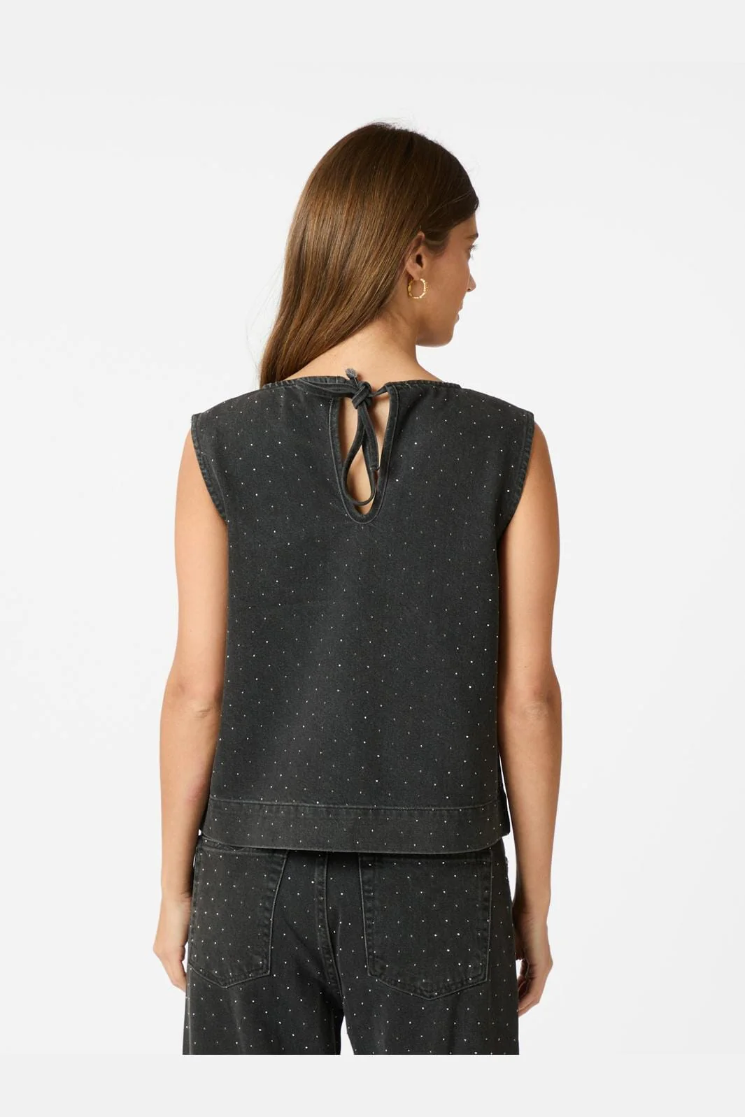 Neo Noir - Rissa Bedazzled Denim Top 164461 - 100 - Black - Image 9