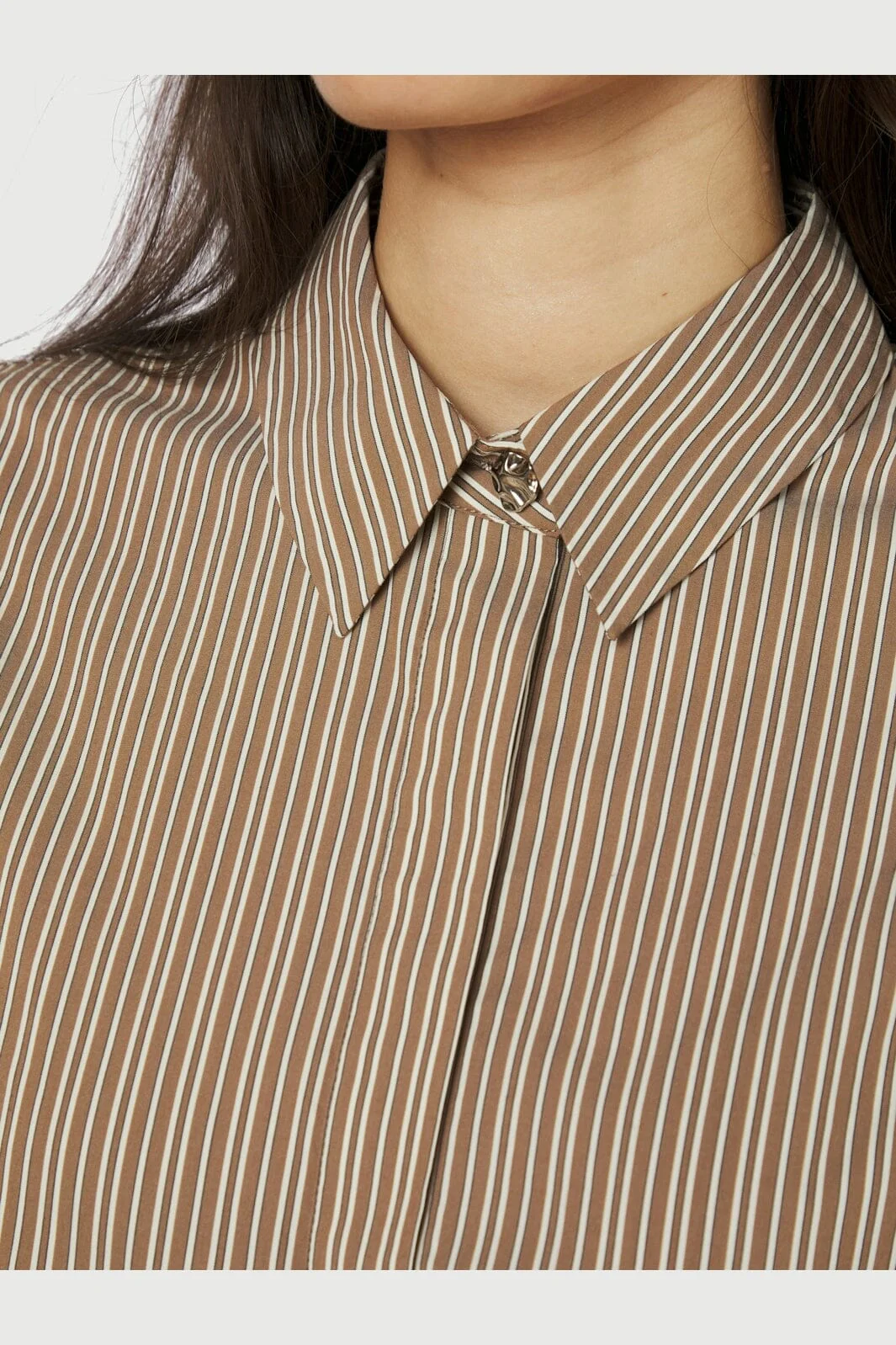 Neo Noir - Ritta Stripe Shirt 167224 - 928 - Light Brown - Image 8