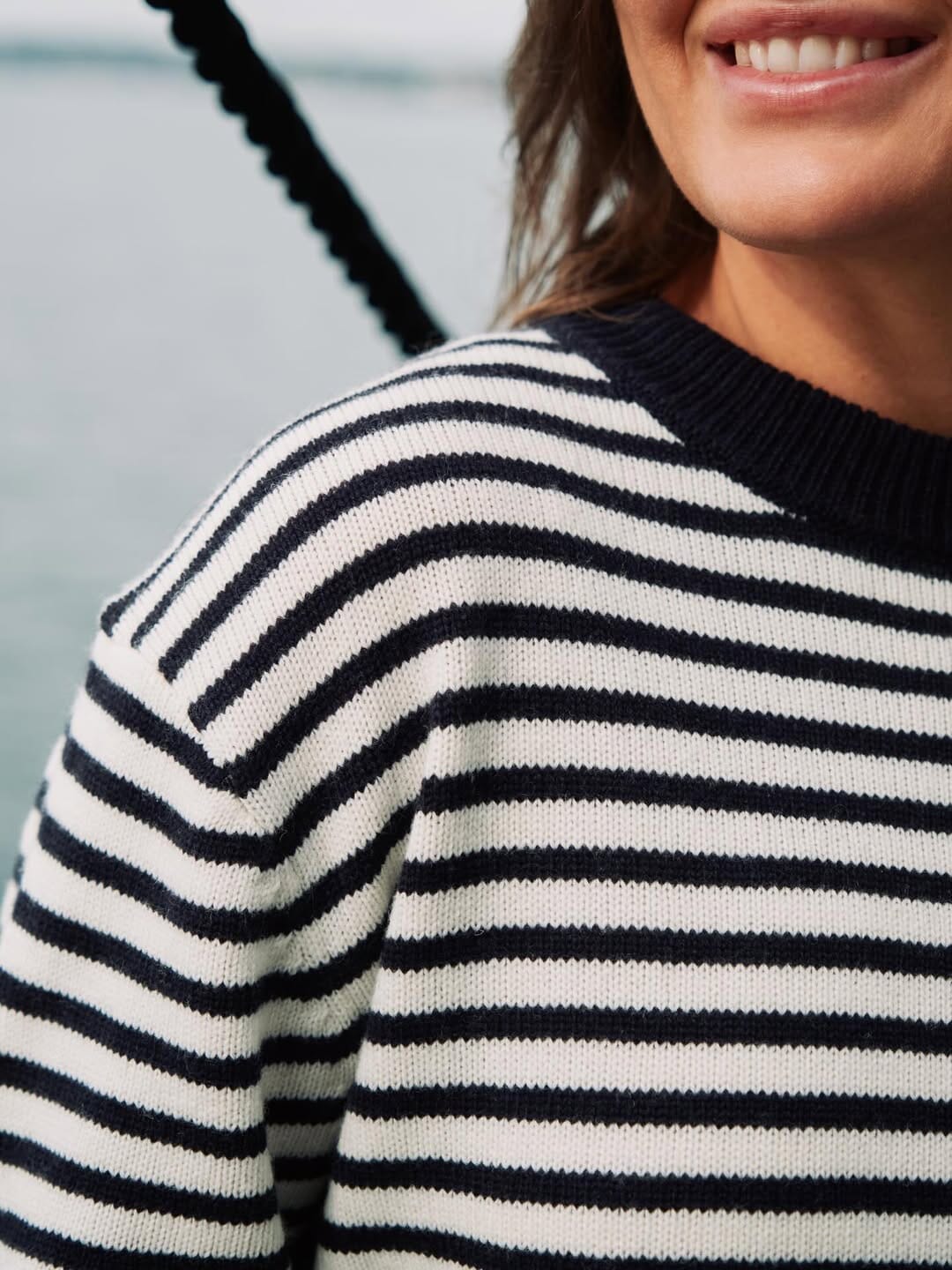 Neo Noir - Rivi Stripe Knit Sweater 164957 - 764 - White/Navy - Image 8