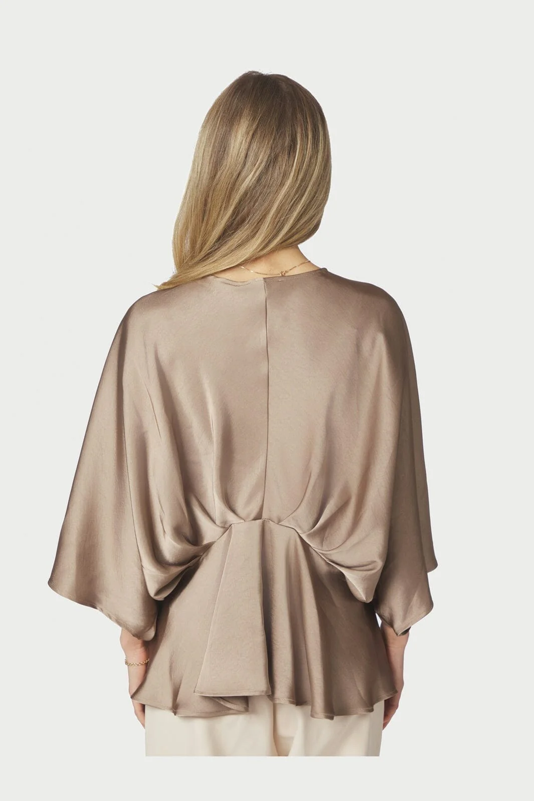 Neo Noir - Rivina Heavy Sateen Blouse 168095 - 811 - Dark Taupe - Image 4