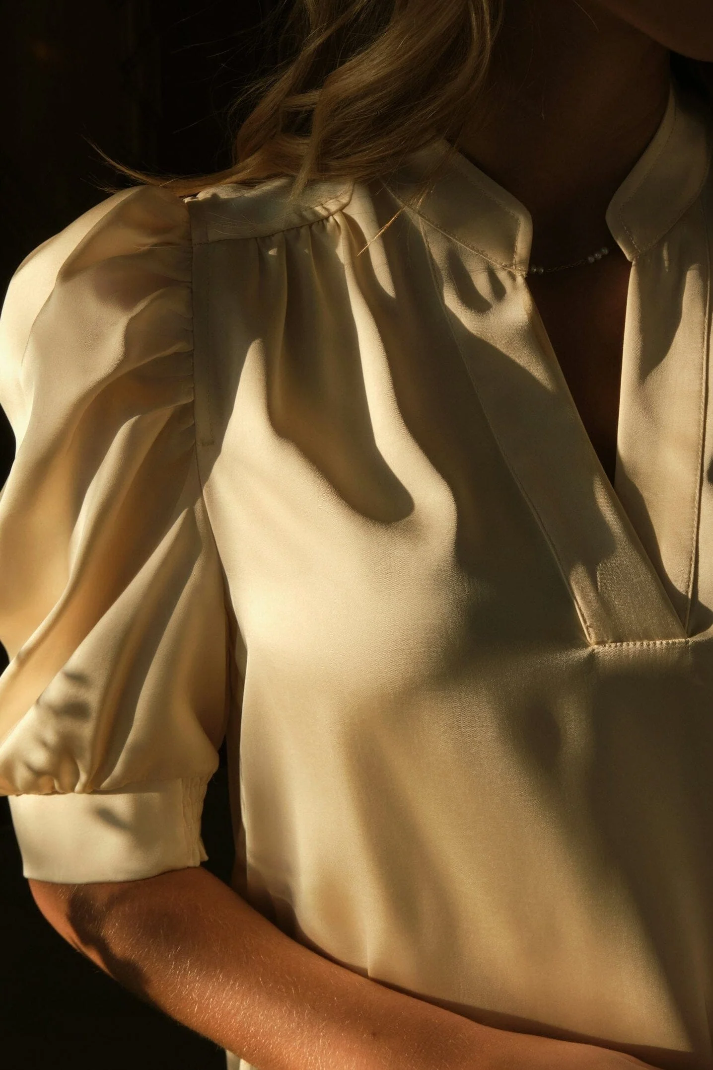 Neo Noir - Roella Heavy Sateen Blouse 162590 - 191 - Light Yellow - Image 3