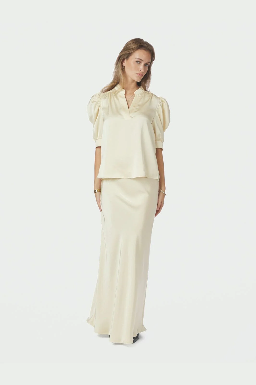 Neo Noir - Roella Heavy Sateen Blouse 162590 - 191 - Light Yellow - Image 8