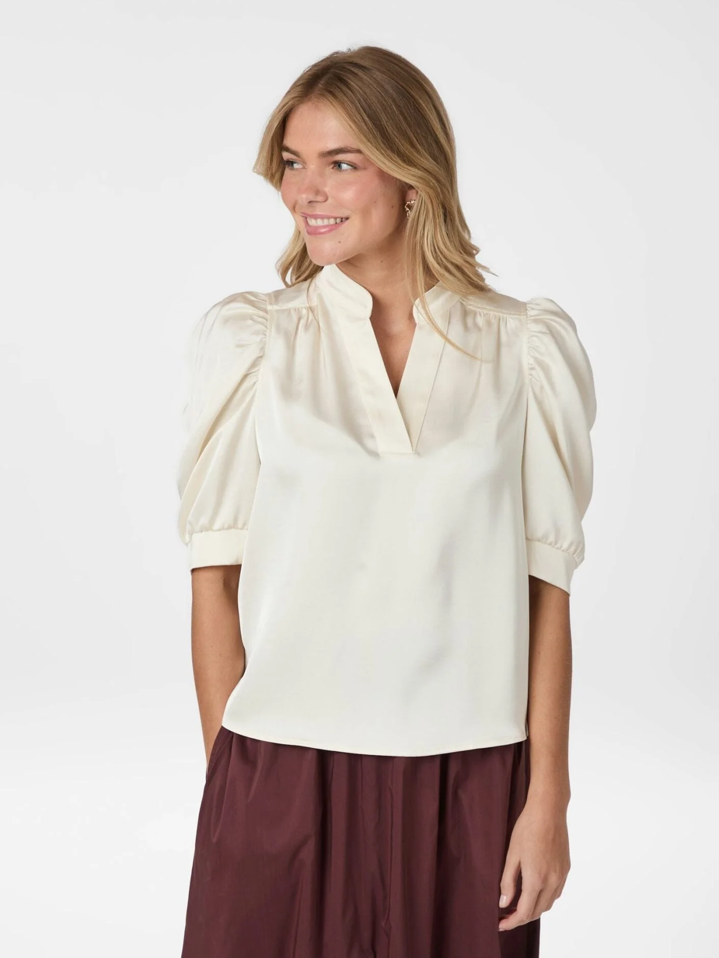 Neo Noir - Roella Heavy Sateen Blouse 162590 - 621 - Pearl - Image 4
