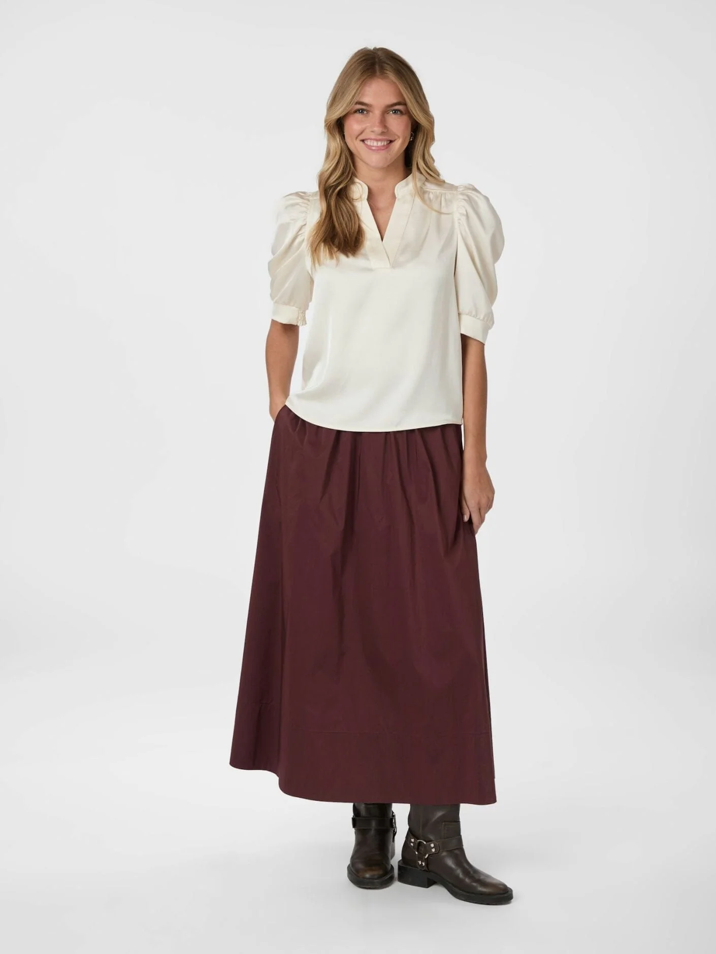 Neo Noir - Roella Heavy Sateen Blouse 162590 - 621 - Pearl - Image 6