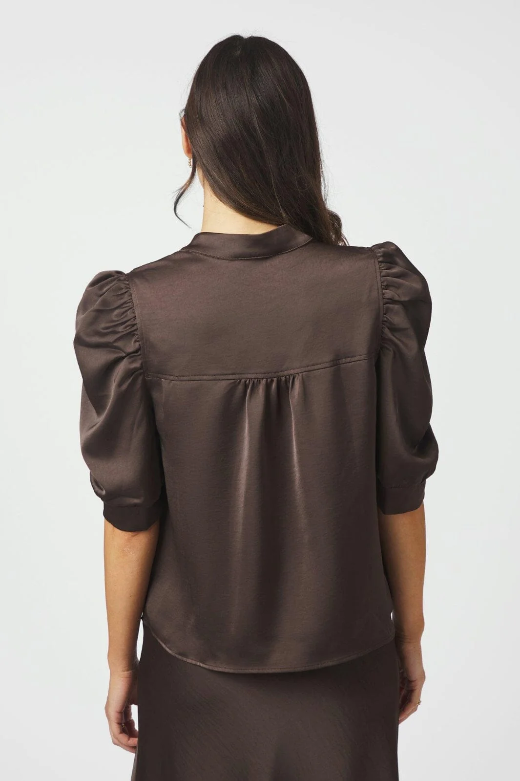 Neo Noir - Roella Heavy Sateen Blouse 162590 - 676 - Dark Brown - Image 10