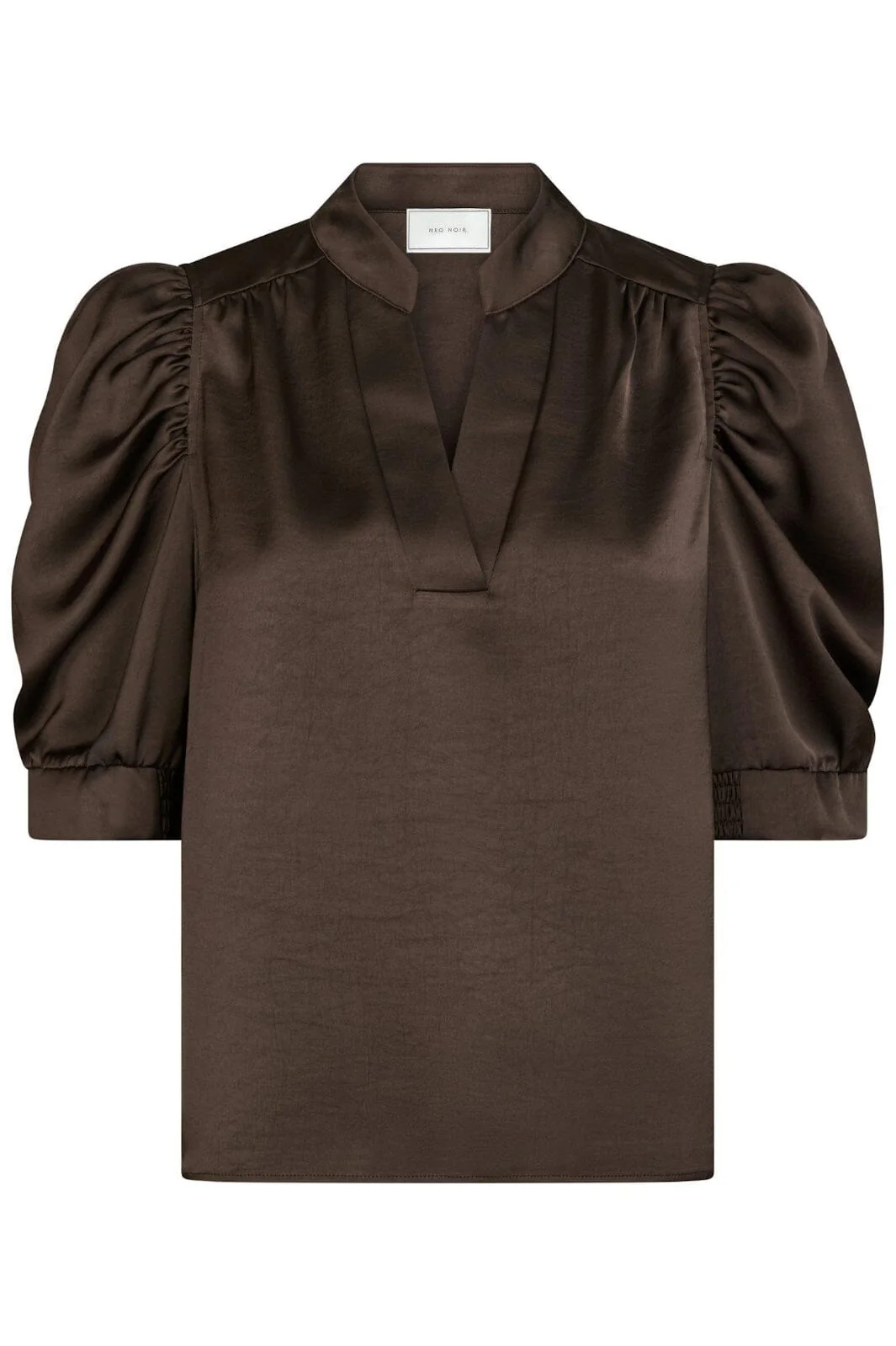 Neo Noir - Roella Heavy Sateen Blouse 162590 - 676 - Dark Brown - Image 5