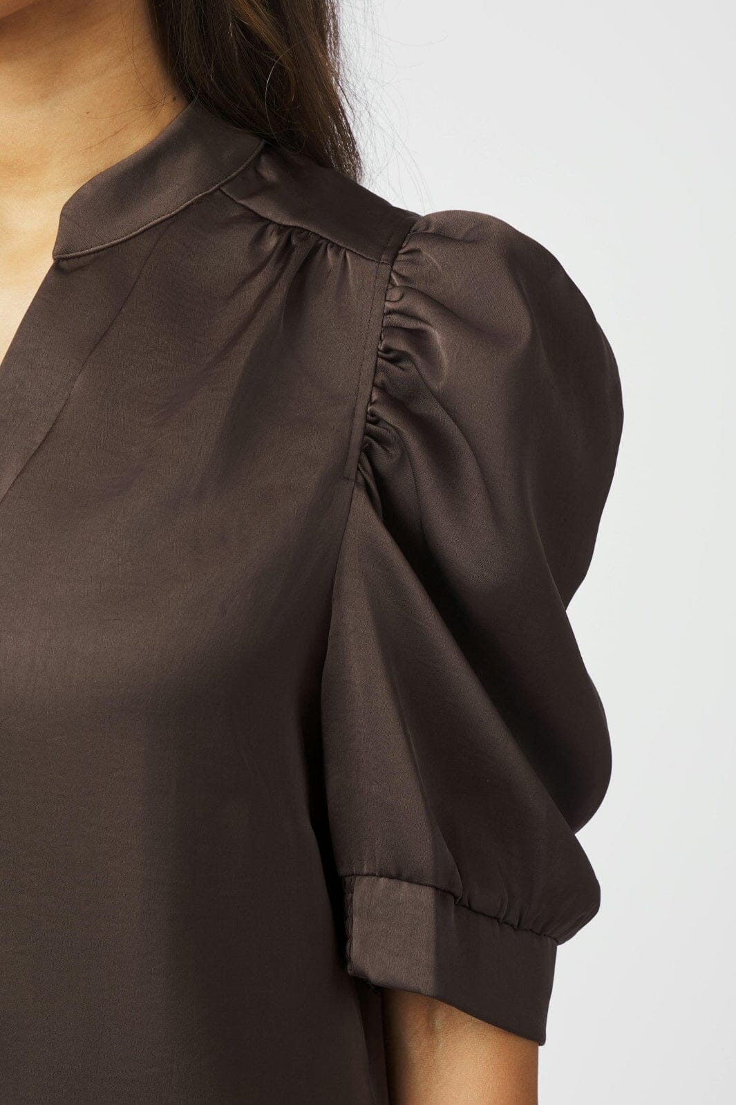 Neo Noir - Roella Heavy Sateen Blouse 162590 - 676 - Dark Brown - Image 9