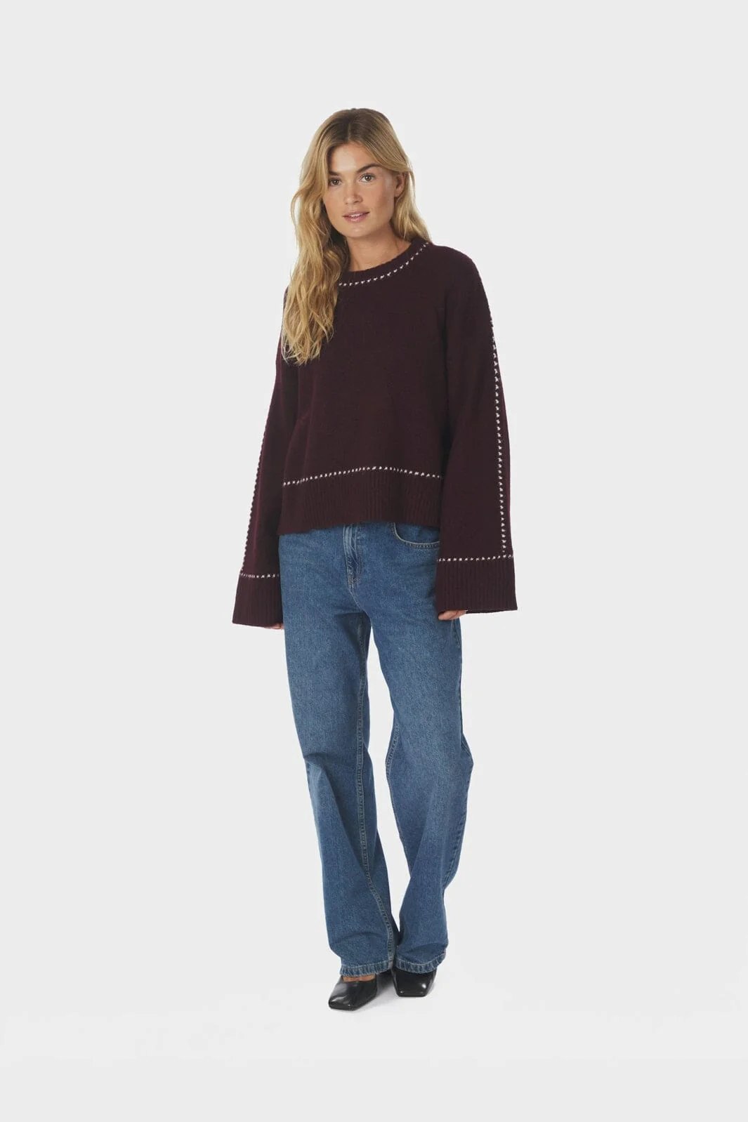 Neo Noir - Roeme Knit Stitch Blouse 164818 - 682 - Wine - Image 5