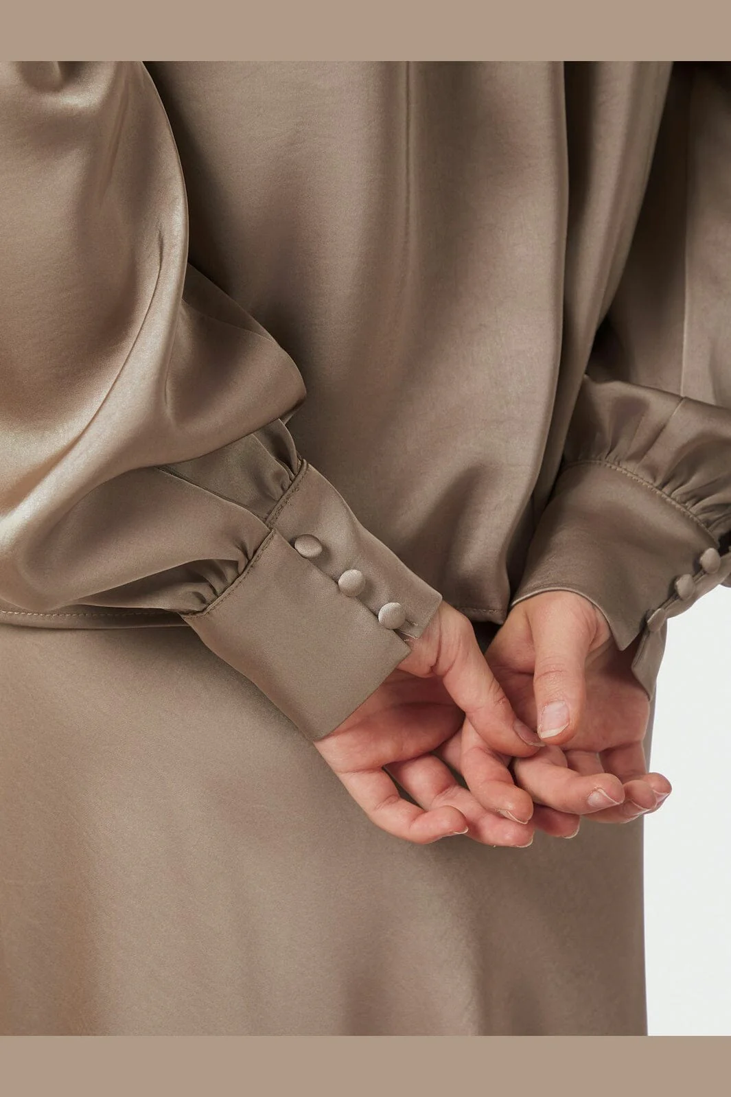 Neo Noir - Rosslyn Heavy Sateen Blouse 163769 - 811 - Dark Taupe - Image 8