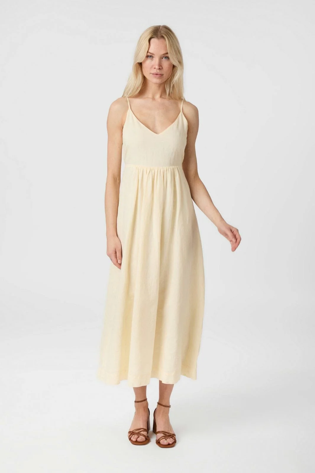 Neo Noir - Savani Long Linen Dress 165480 - 191 - Light Yellow - Image 4