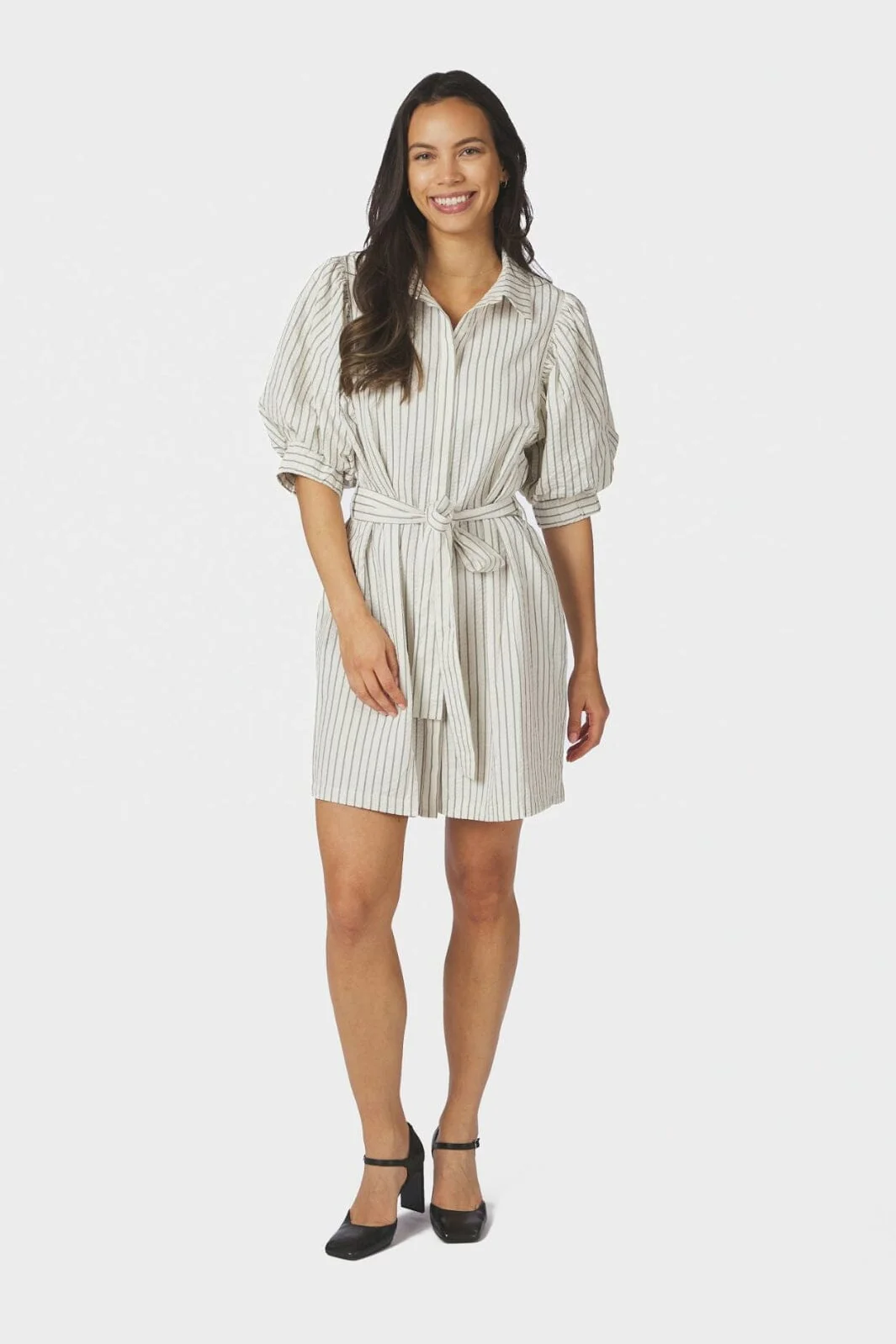 Neo Noir - Serene Slim Stripe Dress 168963 - 121 - Off White