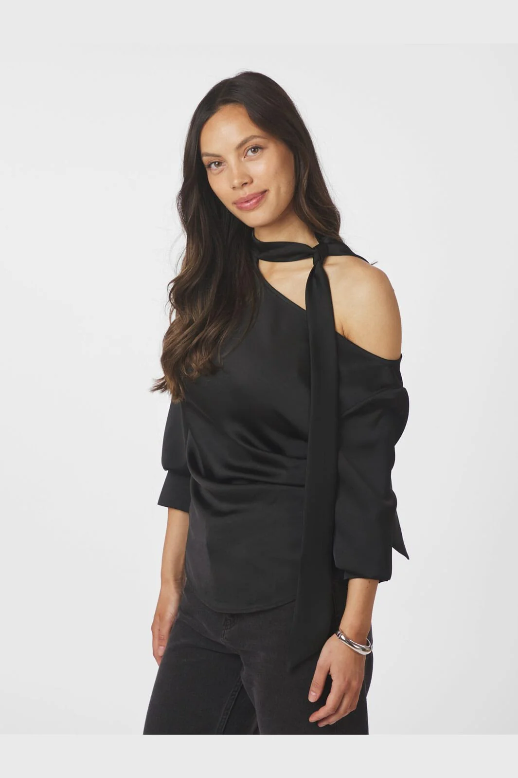 Neo Noir - Shirli Heavy Sateen Blouse 166967 - 100 - Black - Image 4