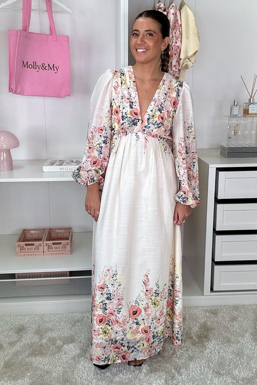 Neo Noir - Silfi Flower Print Dress 164828 - 122 - Creme - Image 12