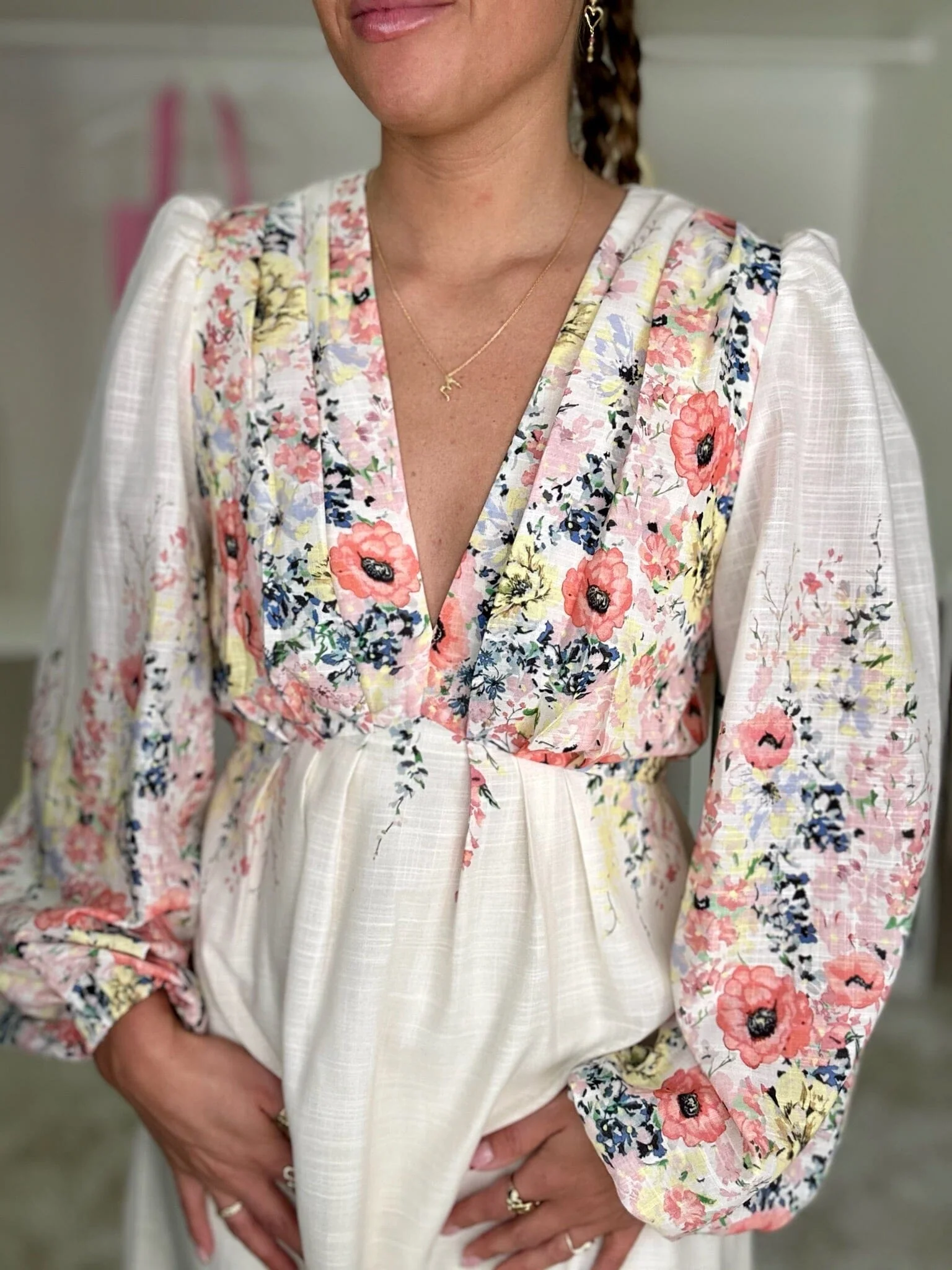 Neo Noir - Silfi Flower Print Dress 164828 - 122 - Creme - Image 5