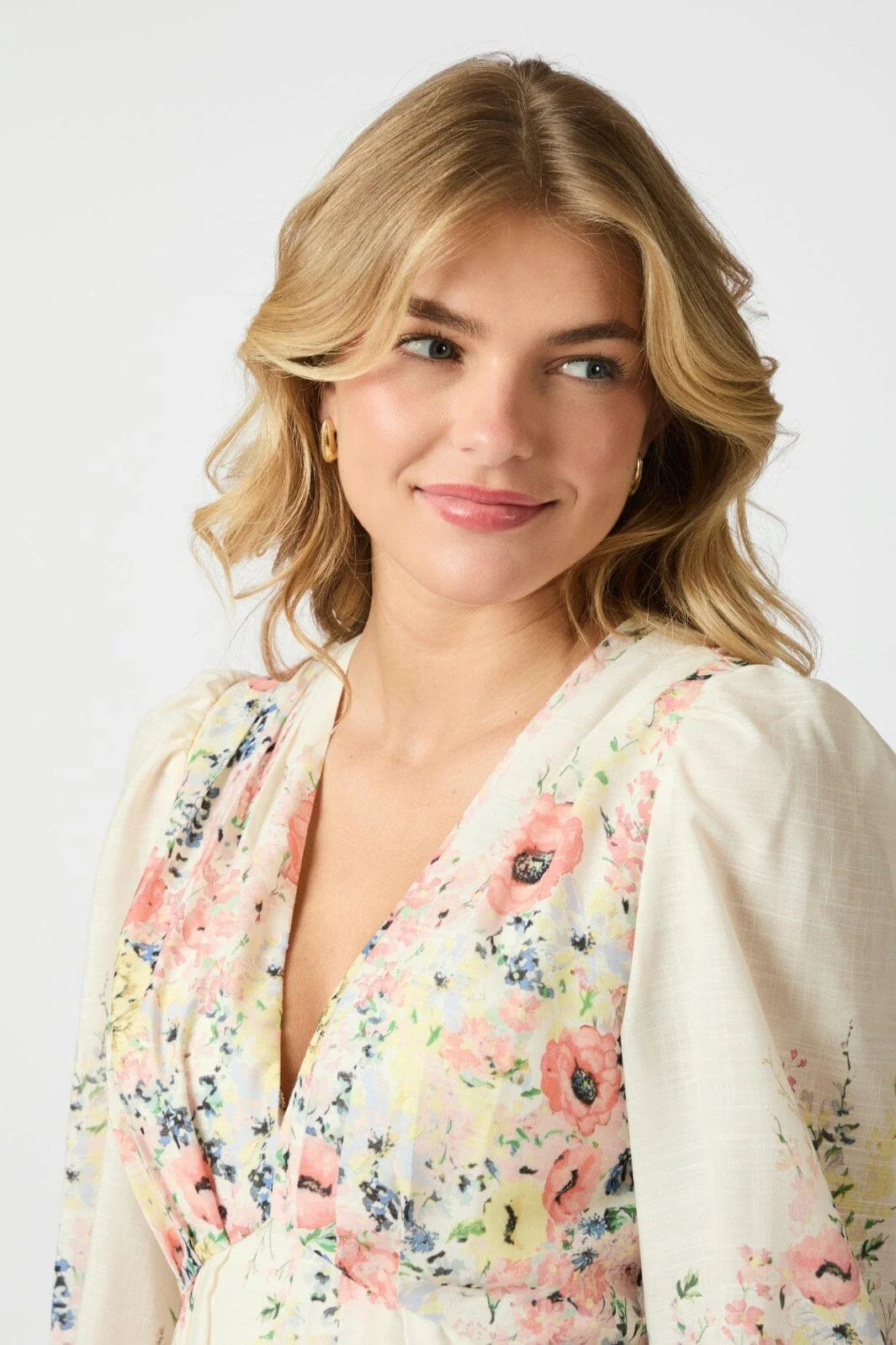 Neo Noir - Silfi Flower Print Dress 164828 - 122 - Creme - Image 8