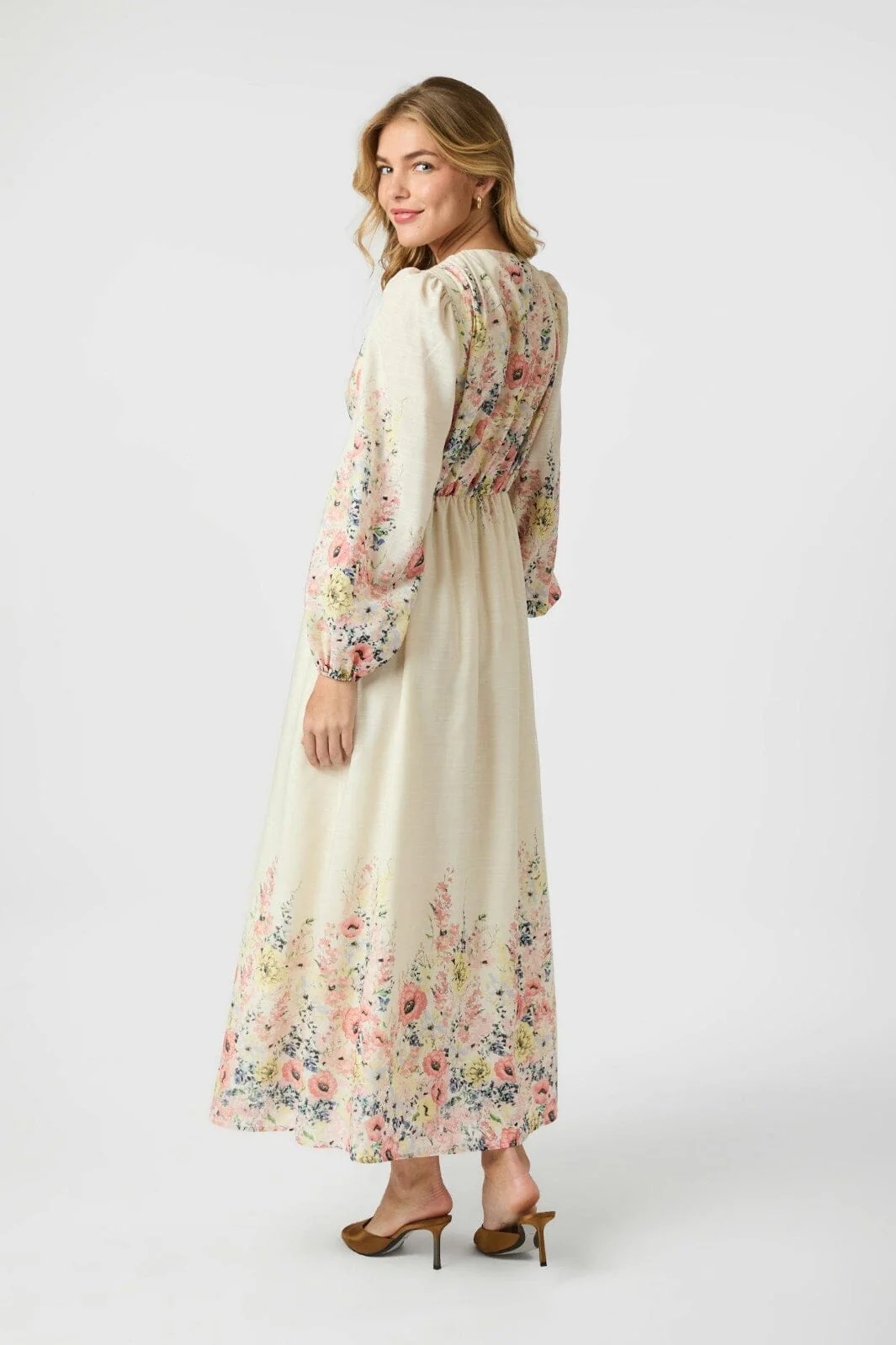 Neo Noir - Silfi Flower Print Dress 164828 - 122 - Creme - Image 9