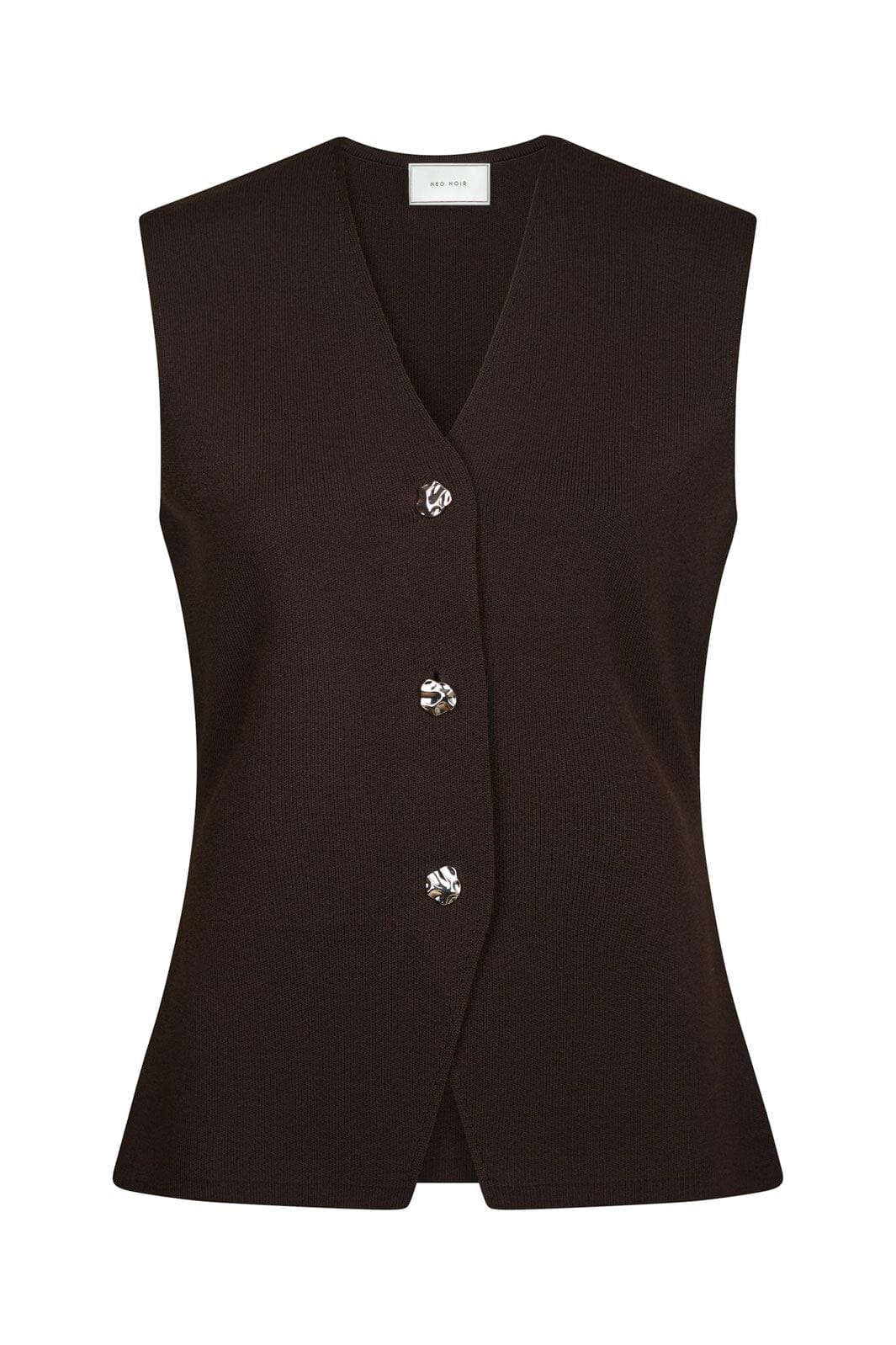 Neo Noir - Sway Smooth Knit Waistcoat 164704 - 676 - Dark Brown - Image 2