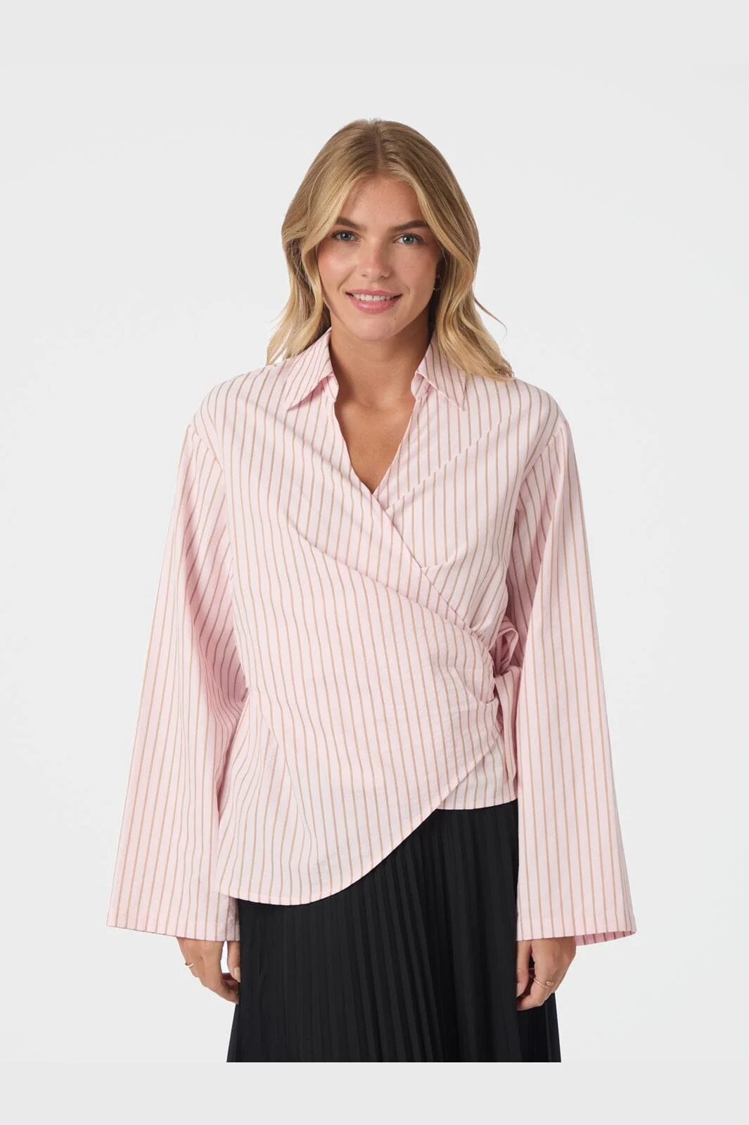 Neo Noir - Tifuna Stripe Wrap Shirt 167535 - 754 - Light Pink - Image 2