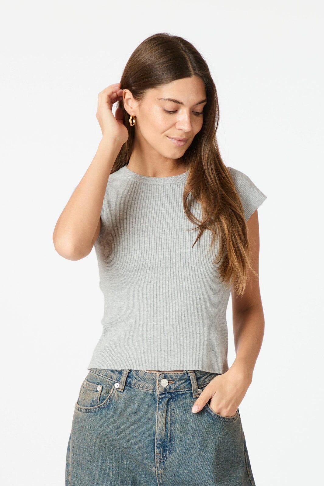 Neo Noir - Tirra Knit Tee 163378 - 131 - Light Grey - Image 5