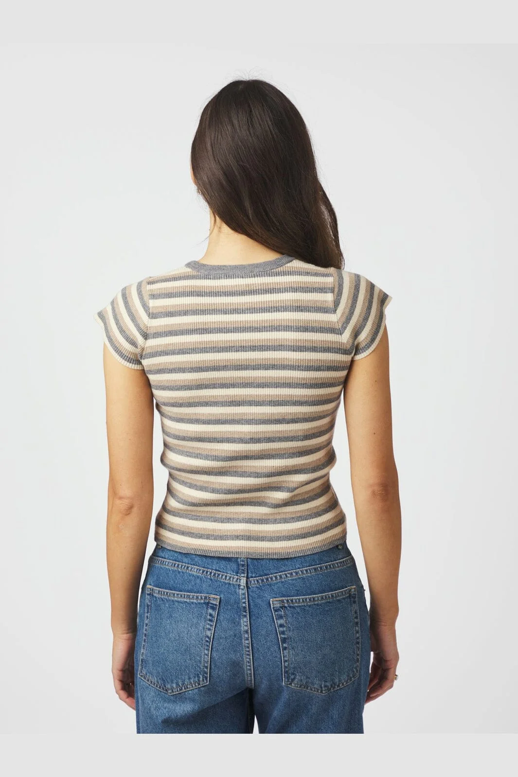 Neo Noir - Tirra Simple Stripe Knit Top 166630 - 130 - Grey - Image 3