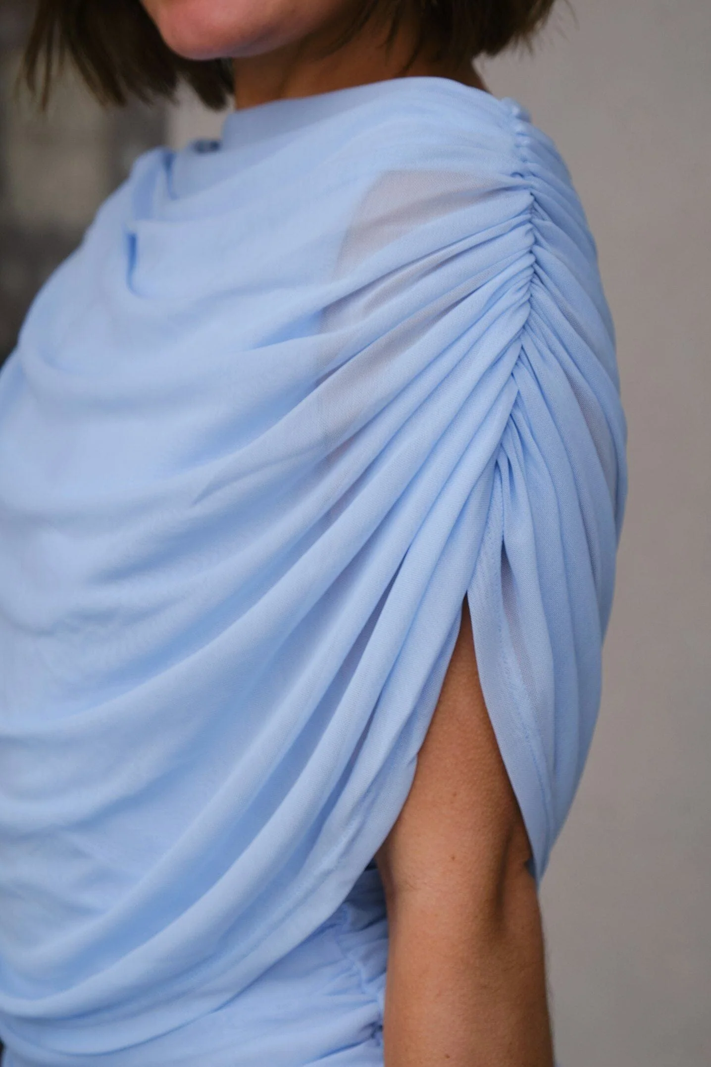 Neo Noir - Tottuna Long Drapy Mesh Dress 168451 - 145 - Light Blue - Image 2