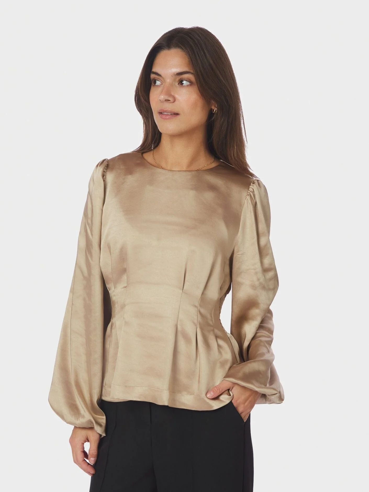 Neo Noir - Vanya Crushed Sateen Blouse 167481 - 221 - Gold - Image 4