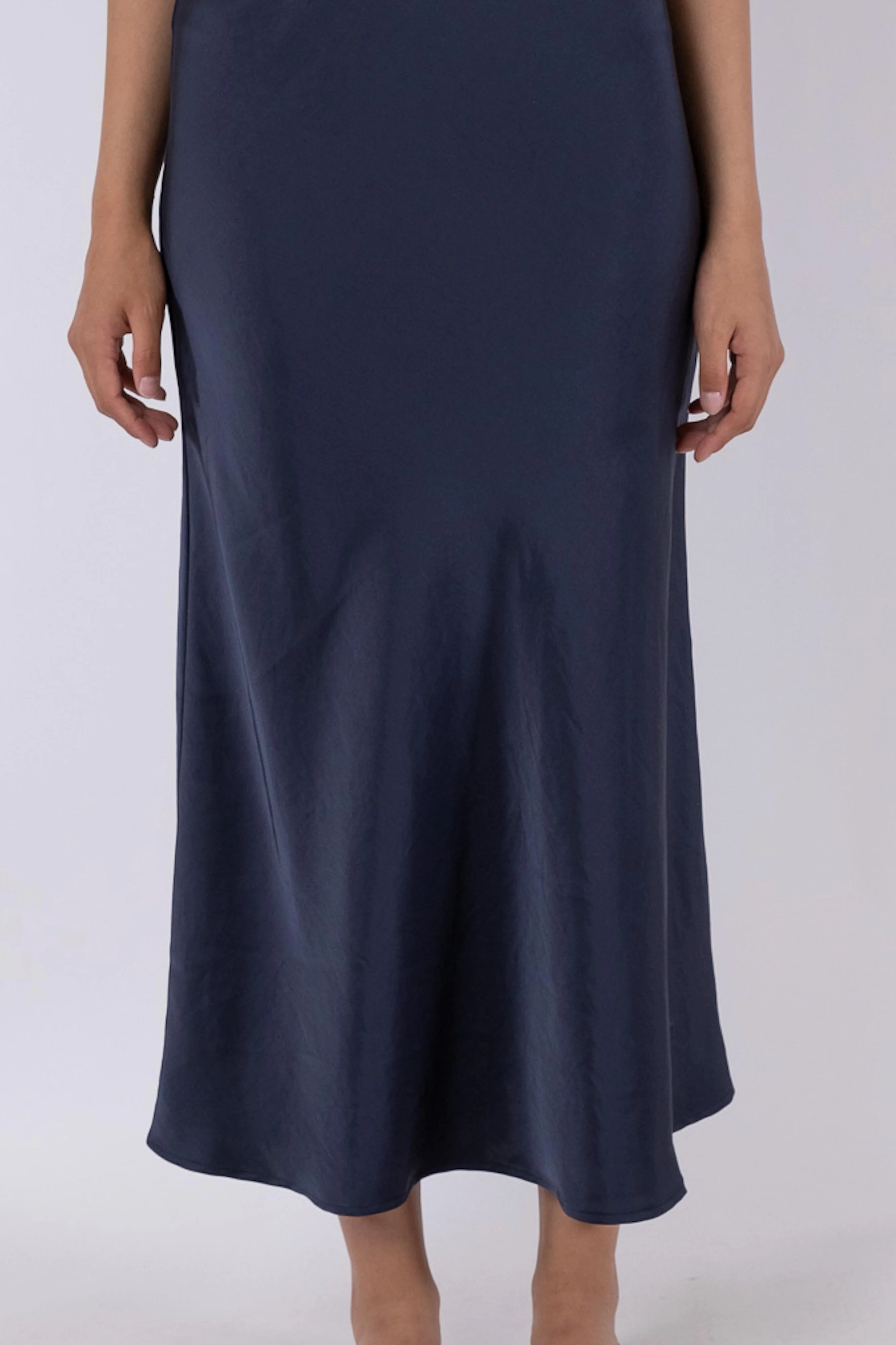 Neo Noir - Vicky Heavy Sateen Skirt - Midnight Blue - Image 4