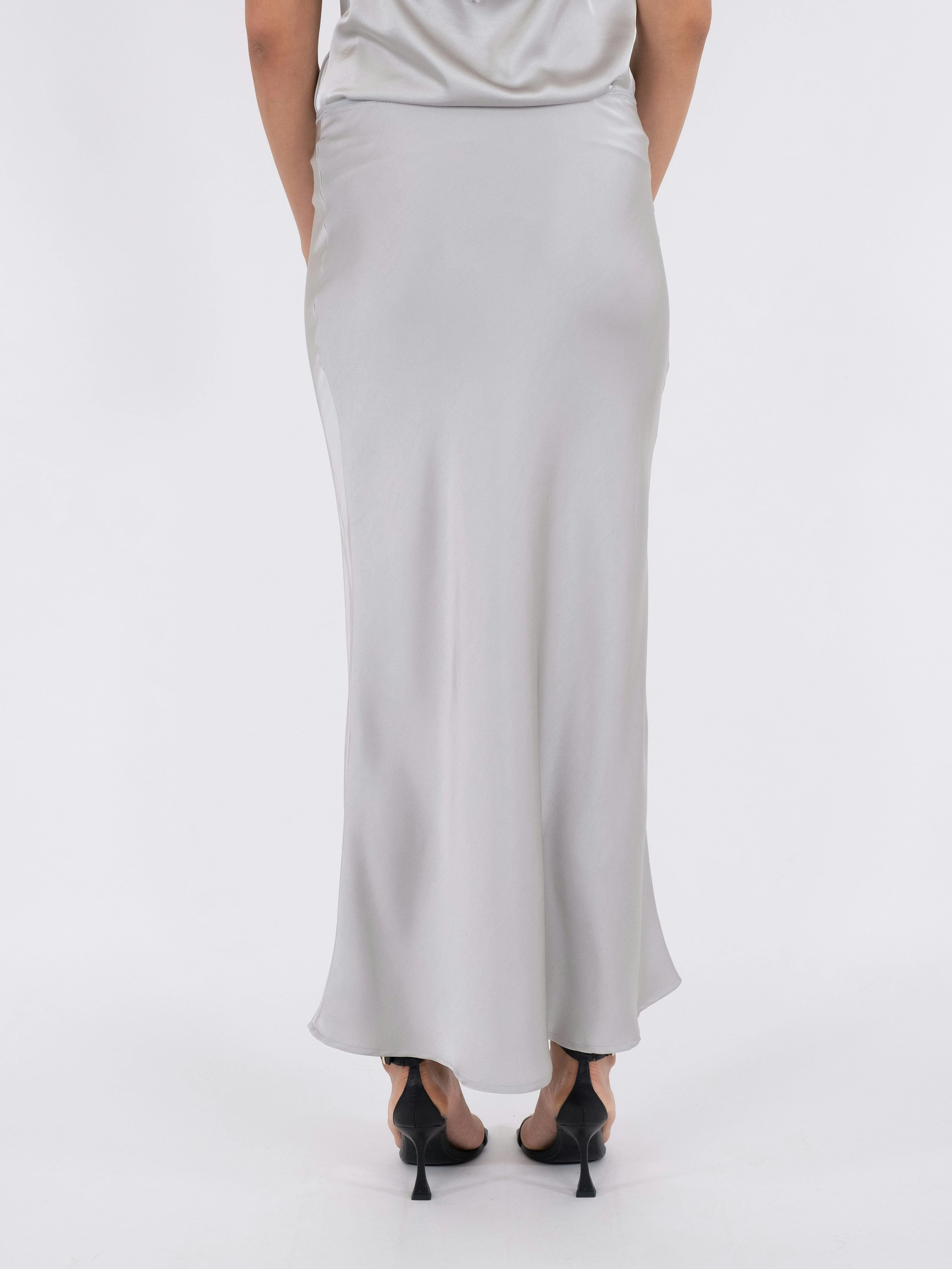 Neo Noir - Vicky Heavy Sateen Skirt - Silver - Image 4