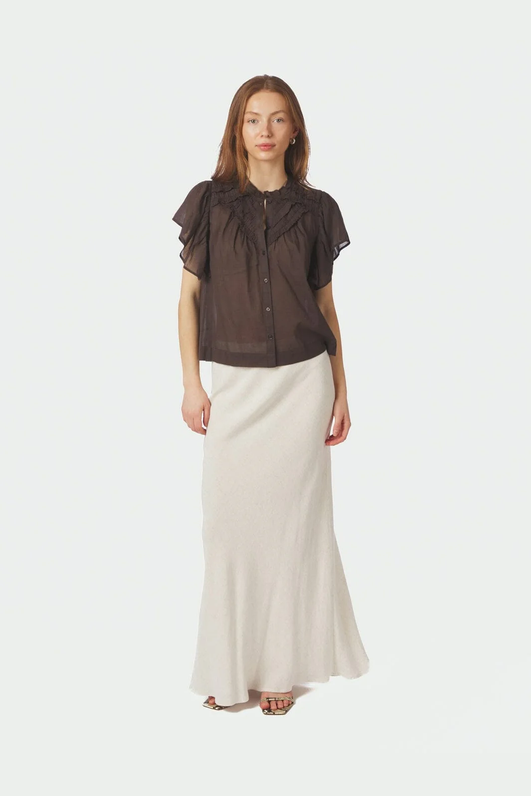 Neo Noir - Vinsa S Voile Top 169039 - 676 - Dark Brown - Image 5