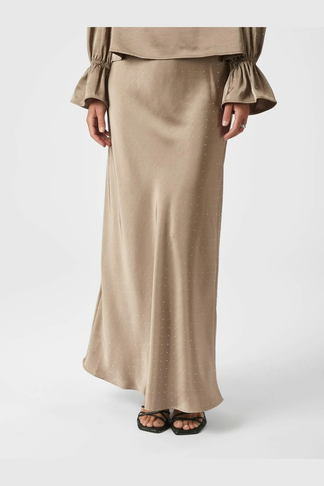 Neo Noir - Viso Heavy Sateen Bedaz Skirt 166890 - 811 - Dark Taupe - Image 5