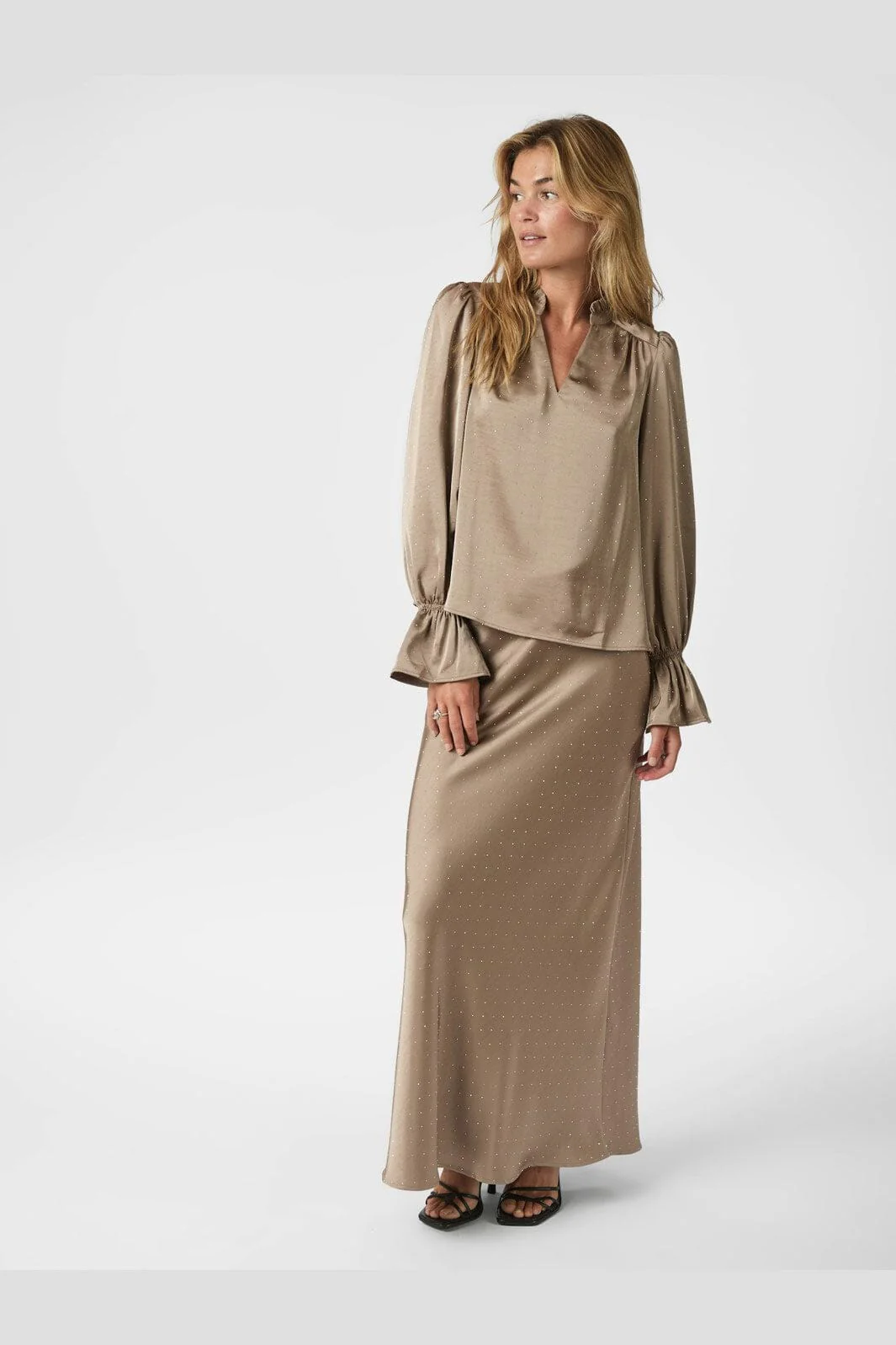 Neo Noir - Viso Heavy Sateen Bedaz Skirt 166890 - 811 - Dark Taupe - Image 7