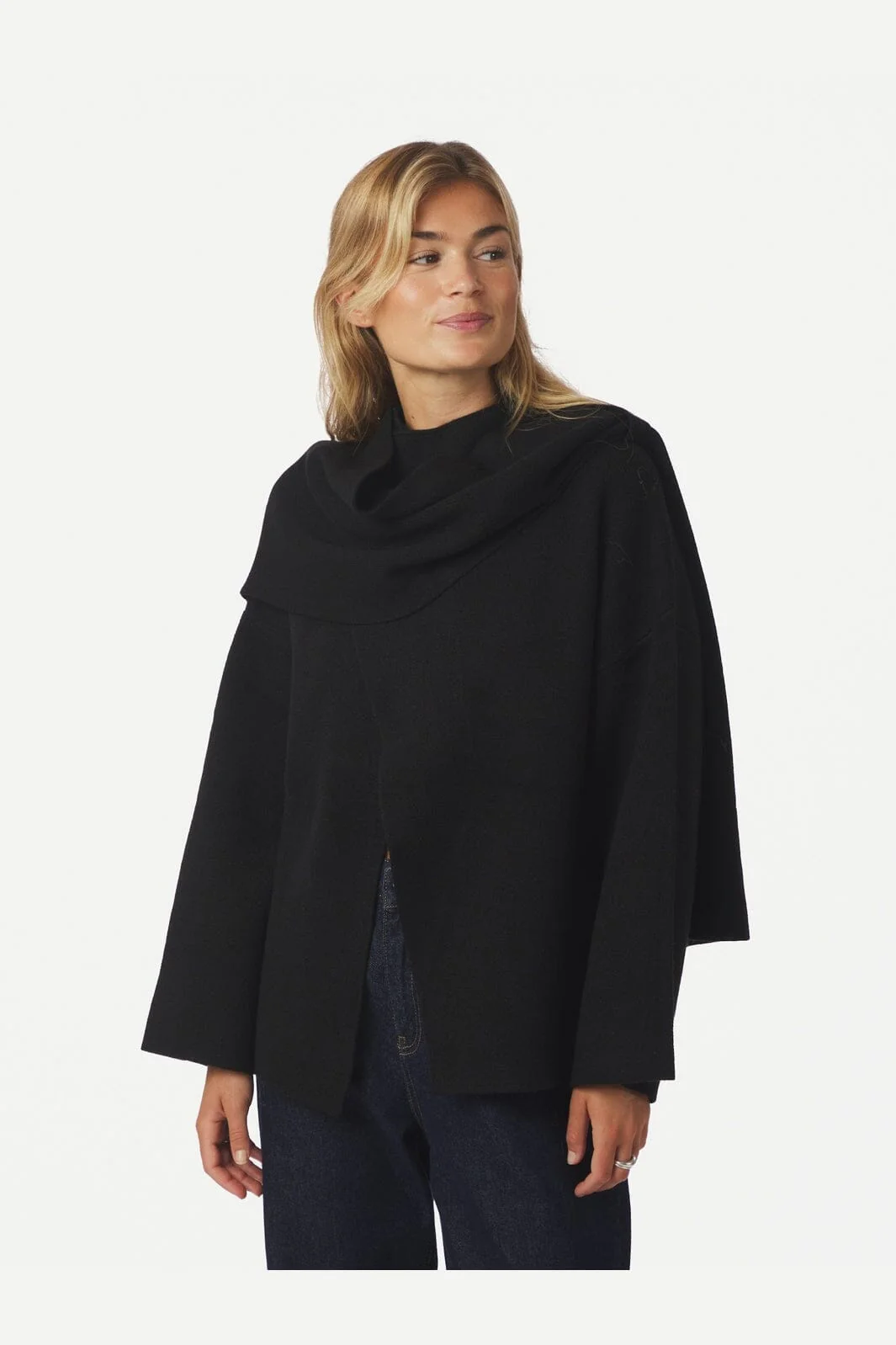 Neo Noir - Wals Knit Scarf Blouse 166203 - 100 - Black - Image 5