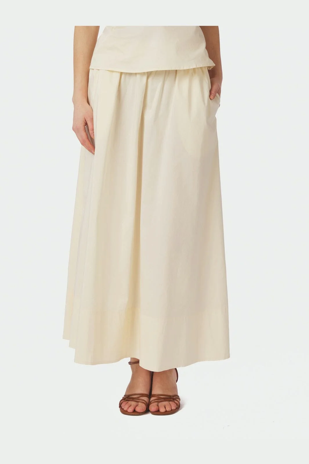 Neo Noir - Yara Long Poplin Skirt 163076 - 416 - Butter Yellow - Image 2