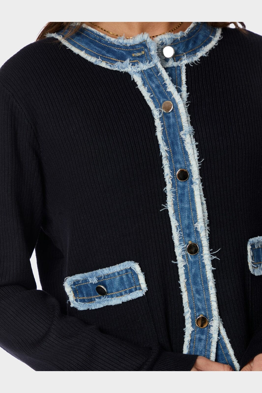 Neo Noir - Zelma Knit Denim Cardigan 167245 - 141 - Navy - Image 6